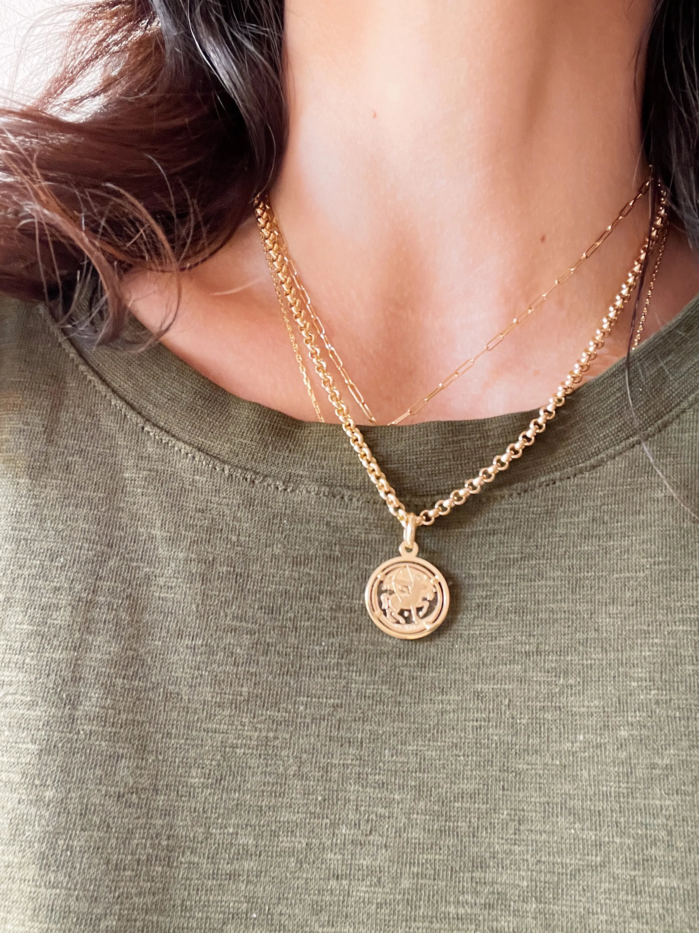 10k Yellow Gold Hollow Rolo Latch Necklace - Image 2
