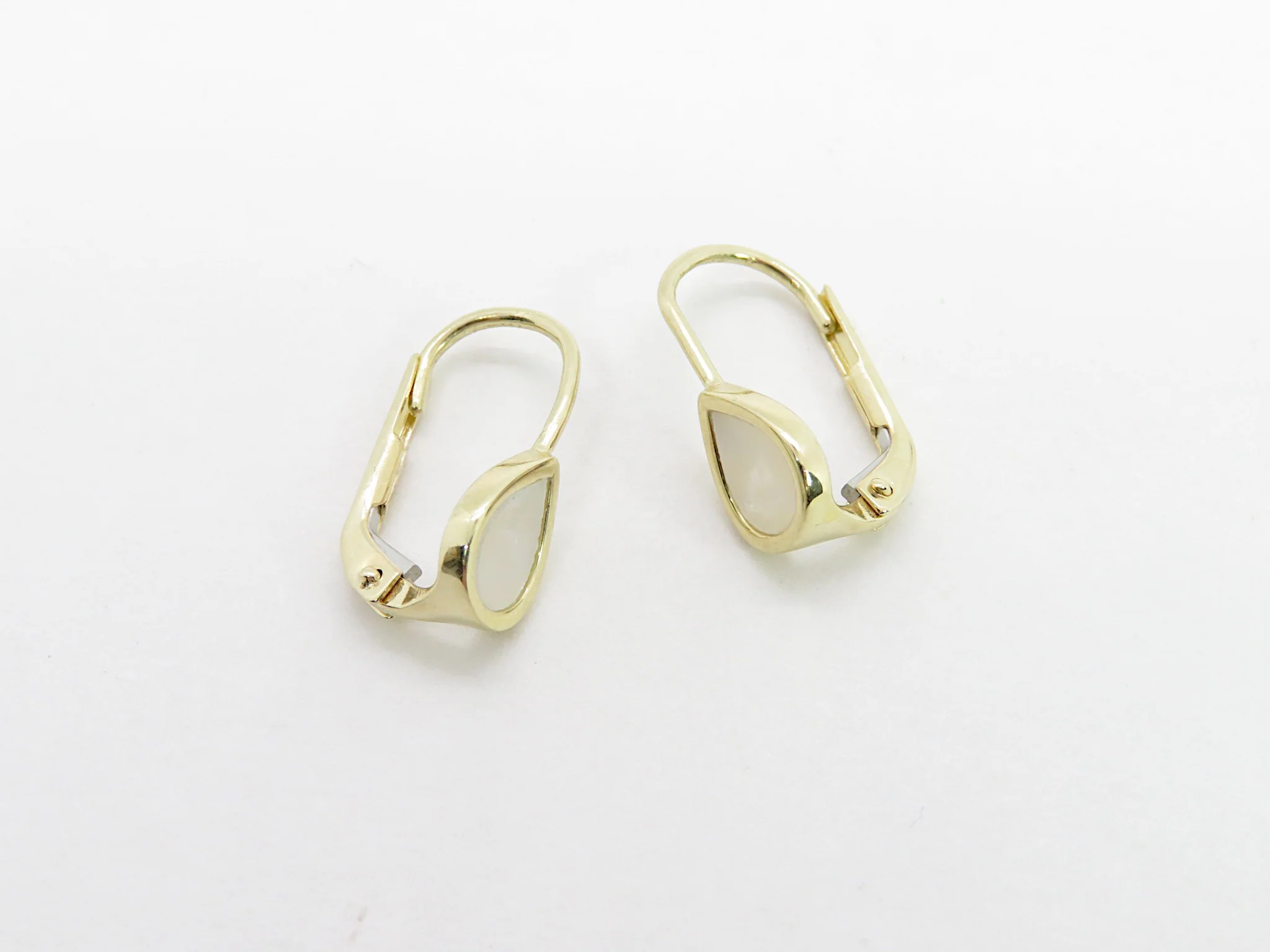 10k Bezel Mother of Pearl Teardrop Earrings - Image 5