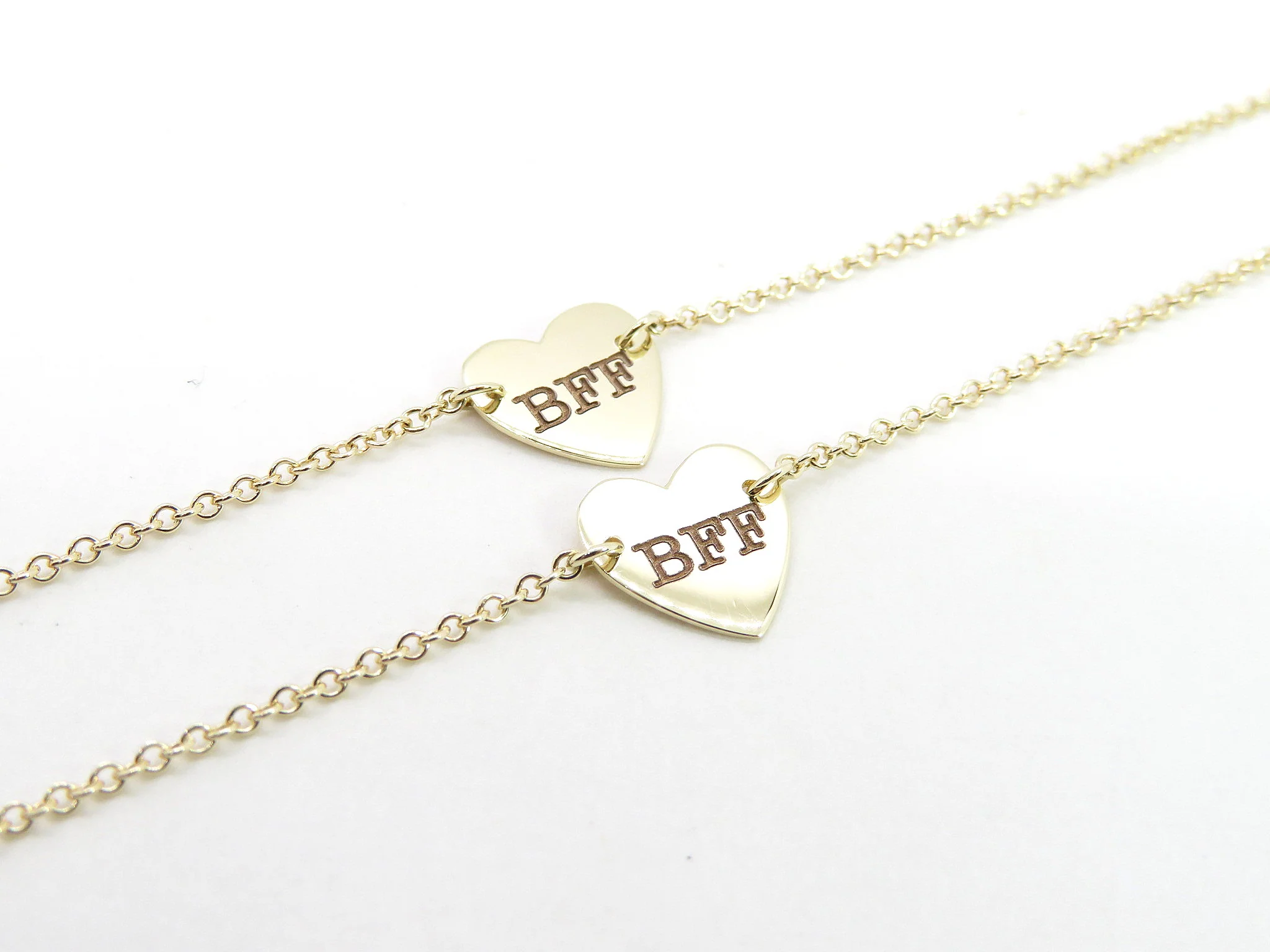 10k Yellow Gold BFF Heart Bracelet - Image 3