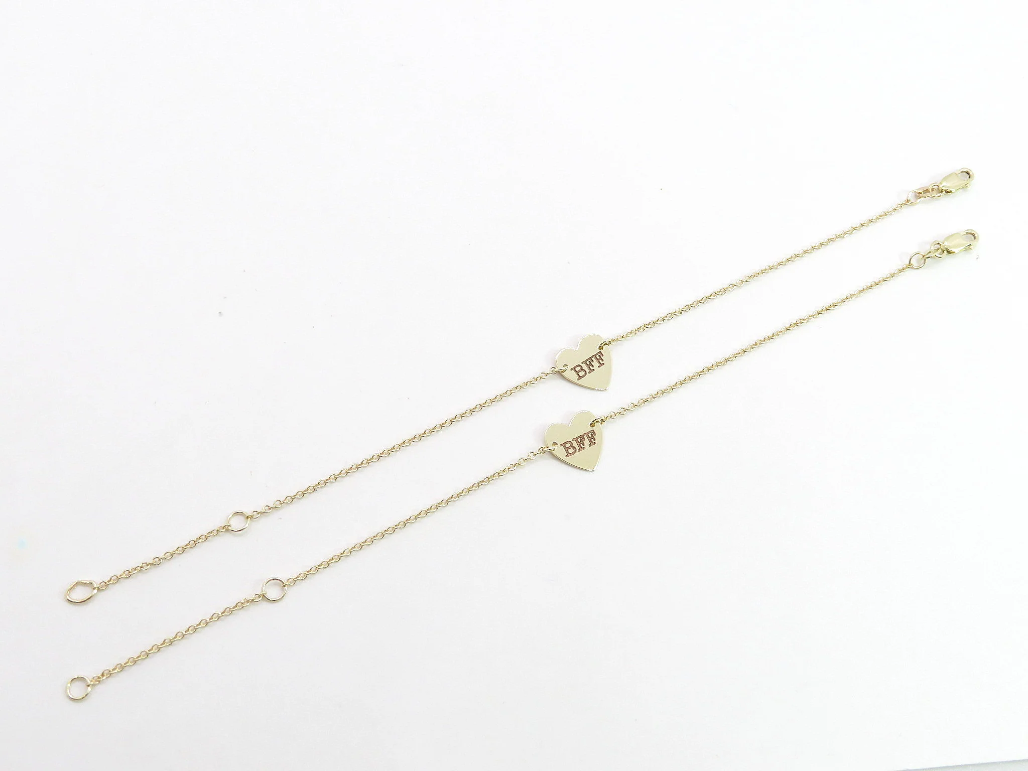 10k Yellow Gold BFF Heart Bracelet - Image 4