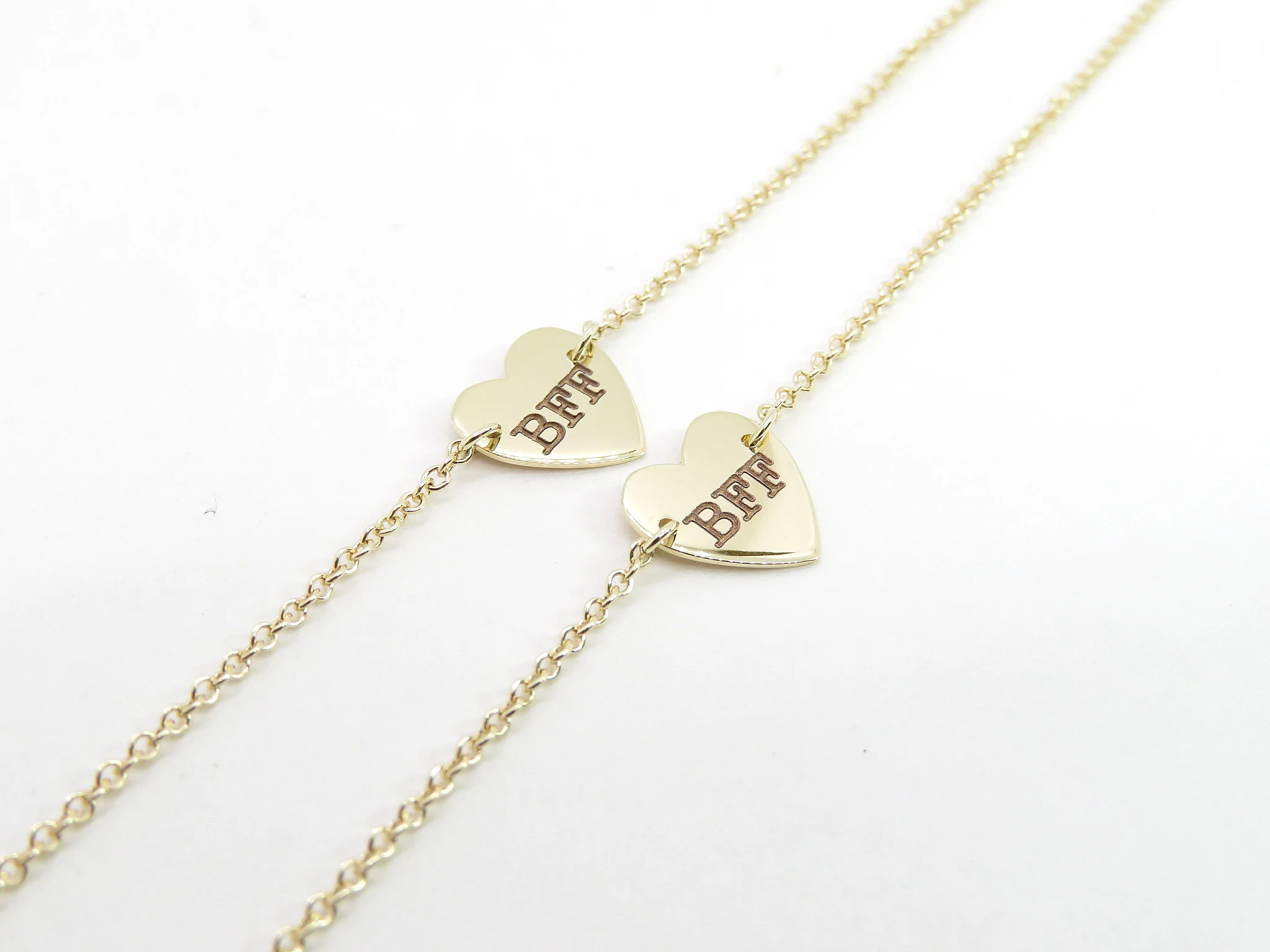 10k Yellow Gold BFF Heart Bracelet - Image 5
