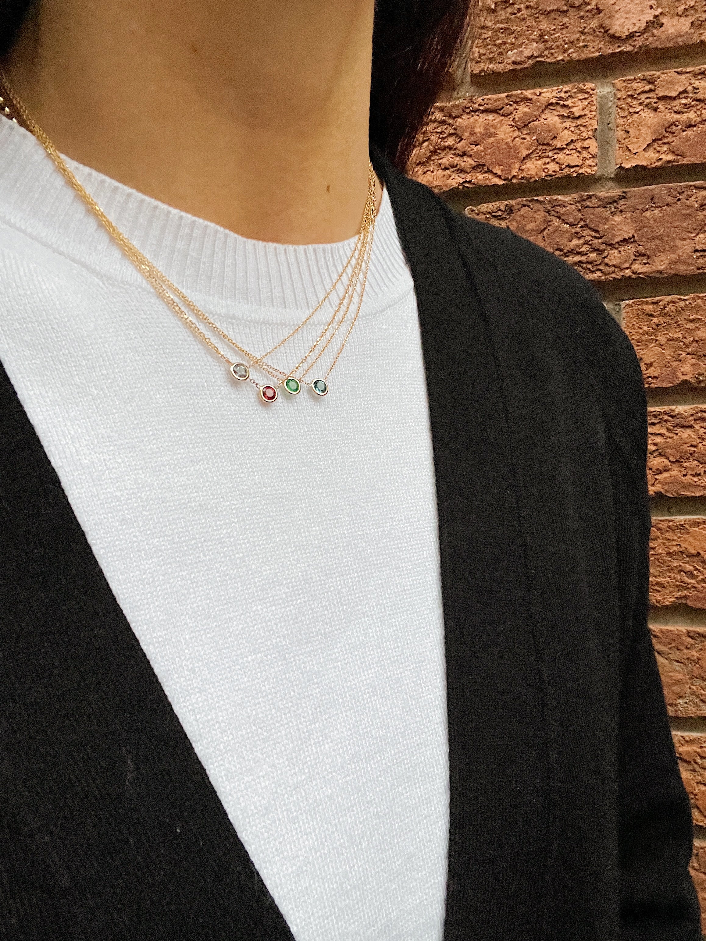 10k Yellow Gold Birthstone Necklace - Image 3