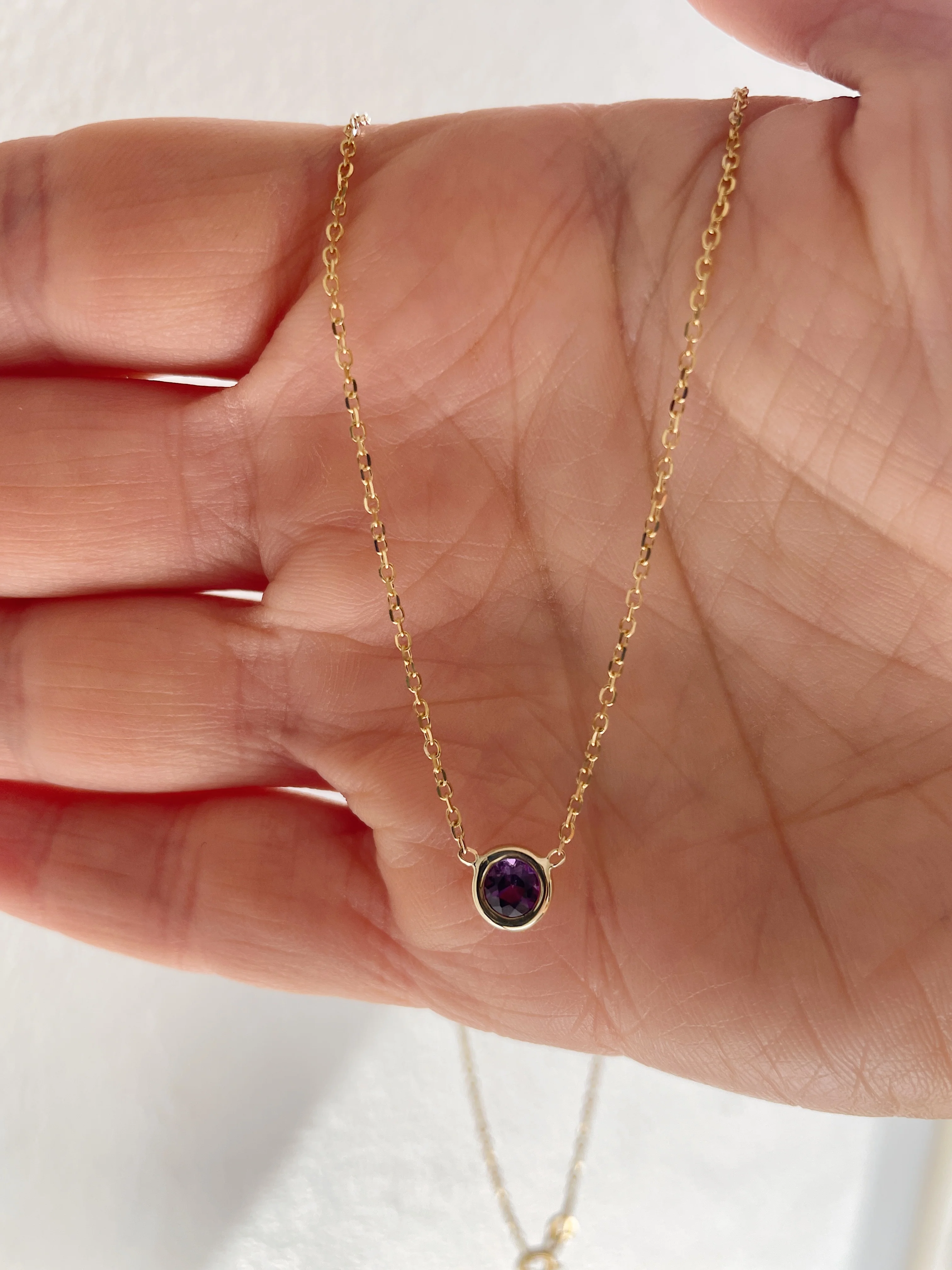 10k Yellow Gold Birthstone Necklace - Image 7