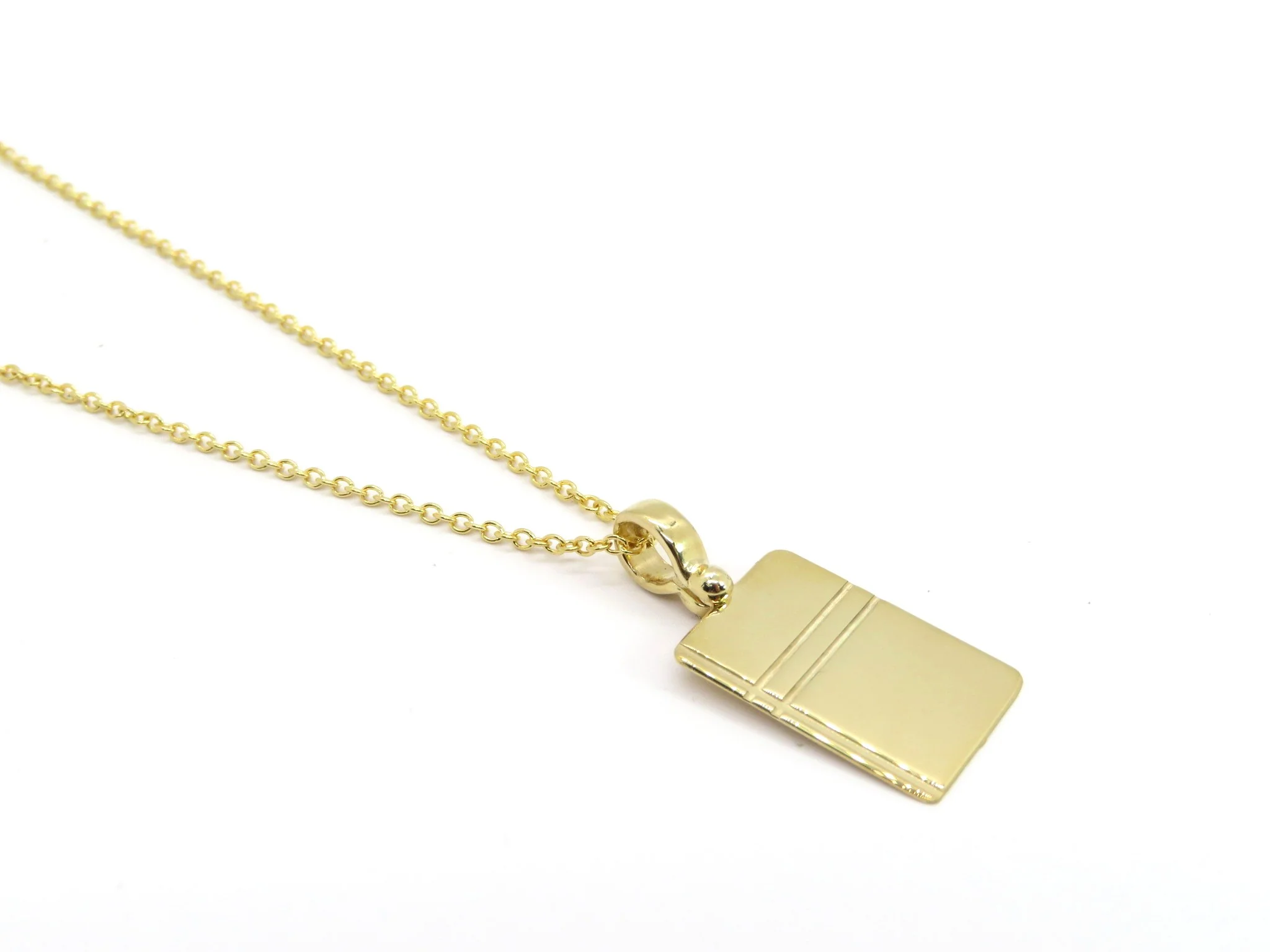 10k Yellow Gold Crosshatch Tag Pendant - Image 3