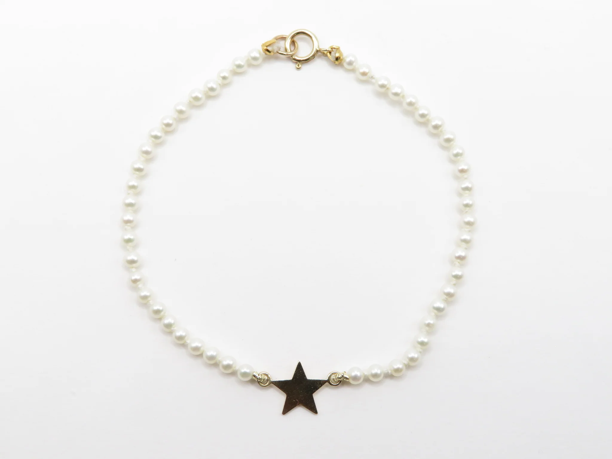 10k Yellow Gold Cultured Pearl Star Bracelet