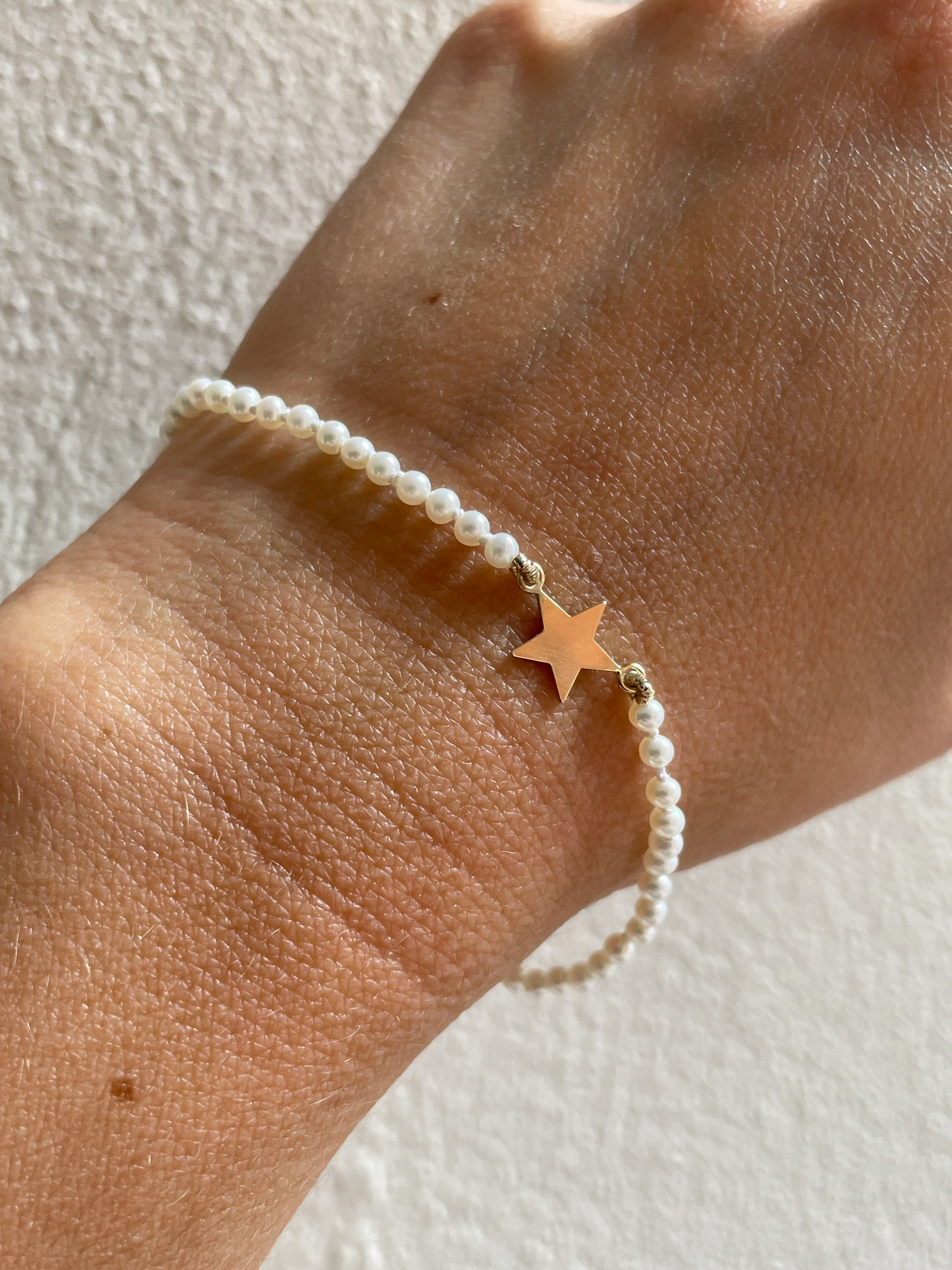 10k Yellow Gold Cultured Pearl Star Bracelet - Image 2