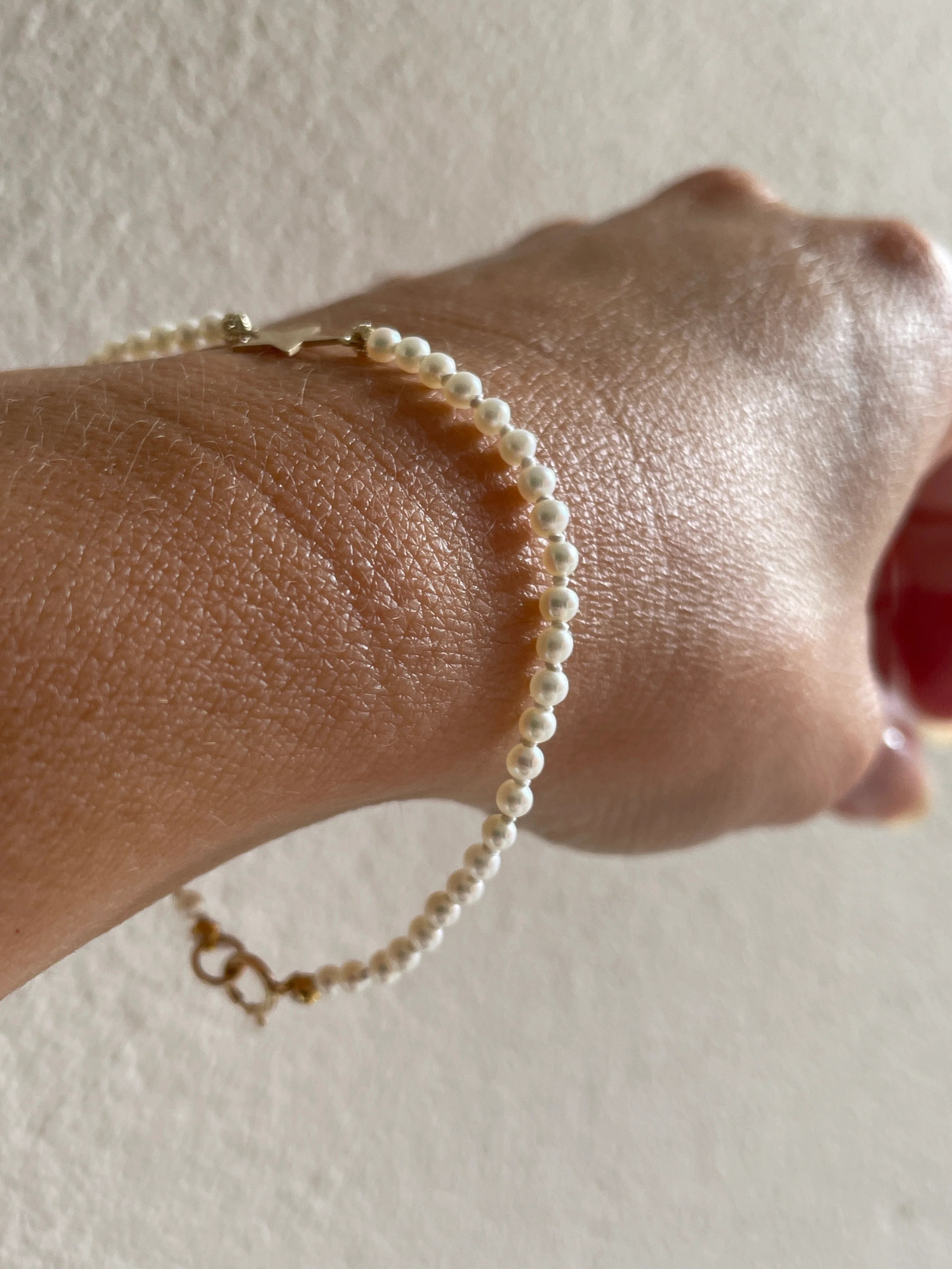 10k Yellow Gold Cultured Pearl Star Bracelet - Image 4