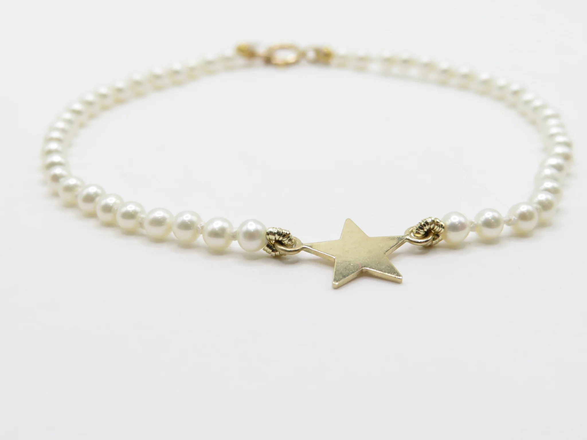 10k Yellow Gold Cultured Pearl Star Bracelet - Image 5