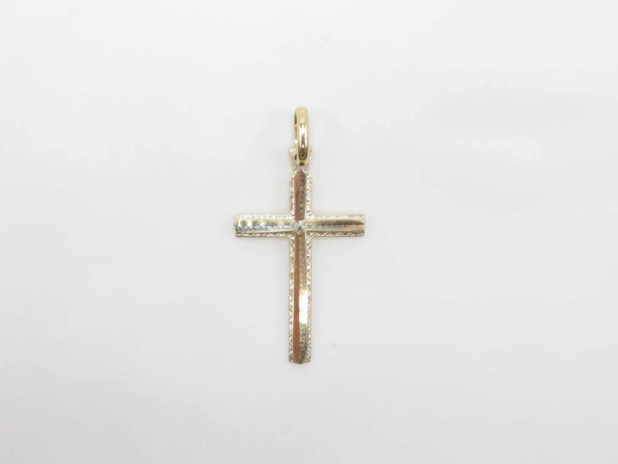 10k Yellow Gold Double Mirrored Cross Pendant - Image 4