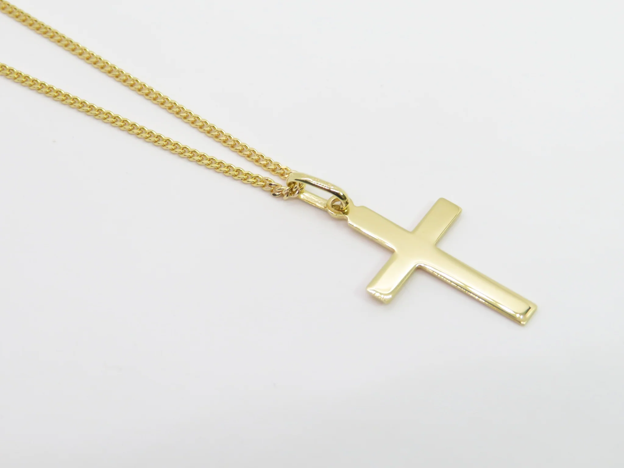 10k Yellow Gold Flat Cross Necklace