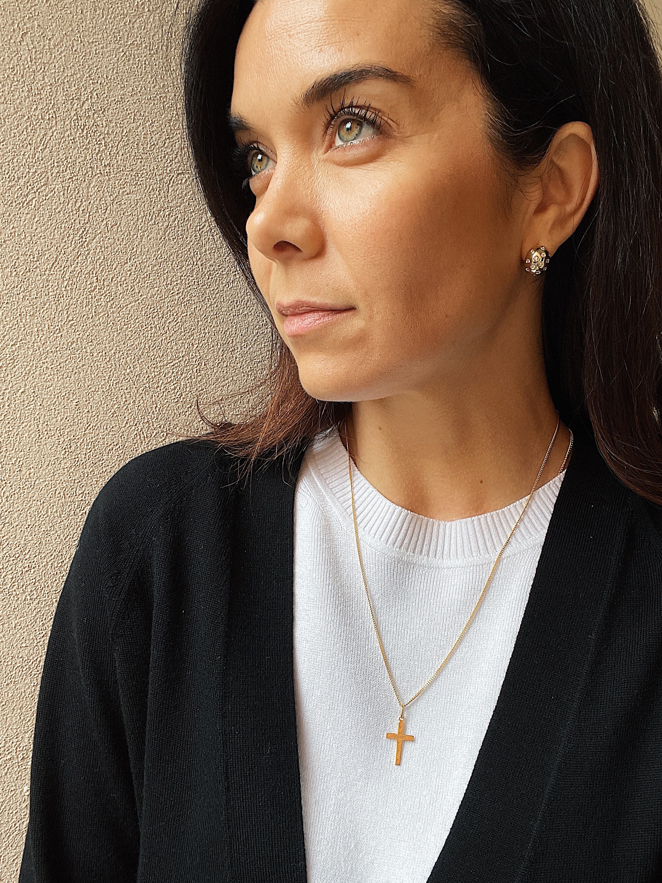 10k Yellow Gold Flat Cross Necklace - Image 4