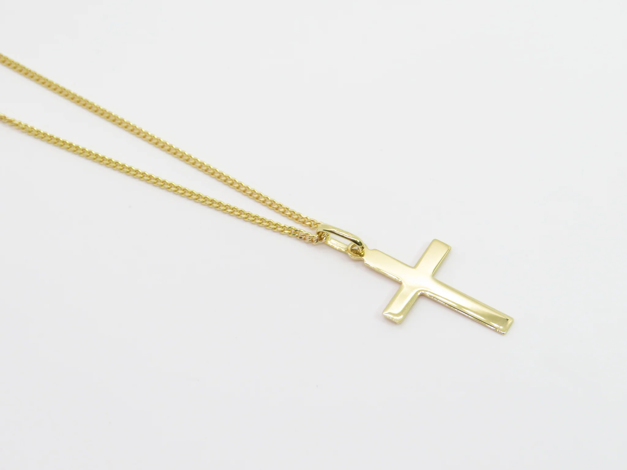 10k Yellow Gold Flat Cross Necklace - Image 8