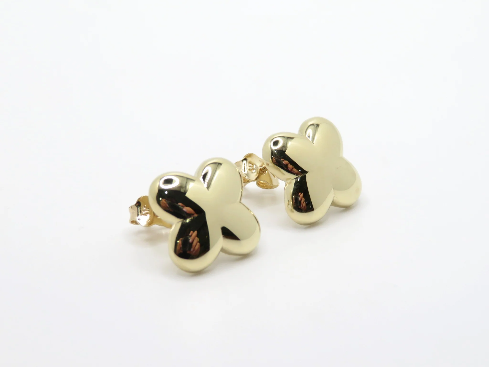 10k Yellow Gold Four Petal Stud Earrings