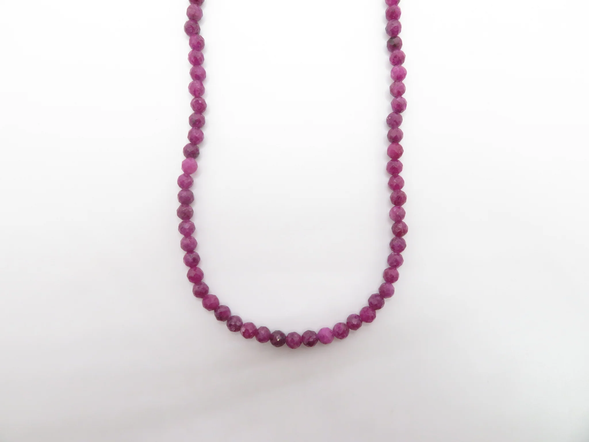 10k Genuine 4mm Ruby Bead Necklace - Image 3