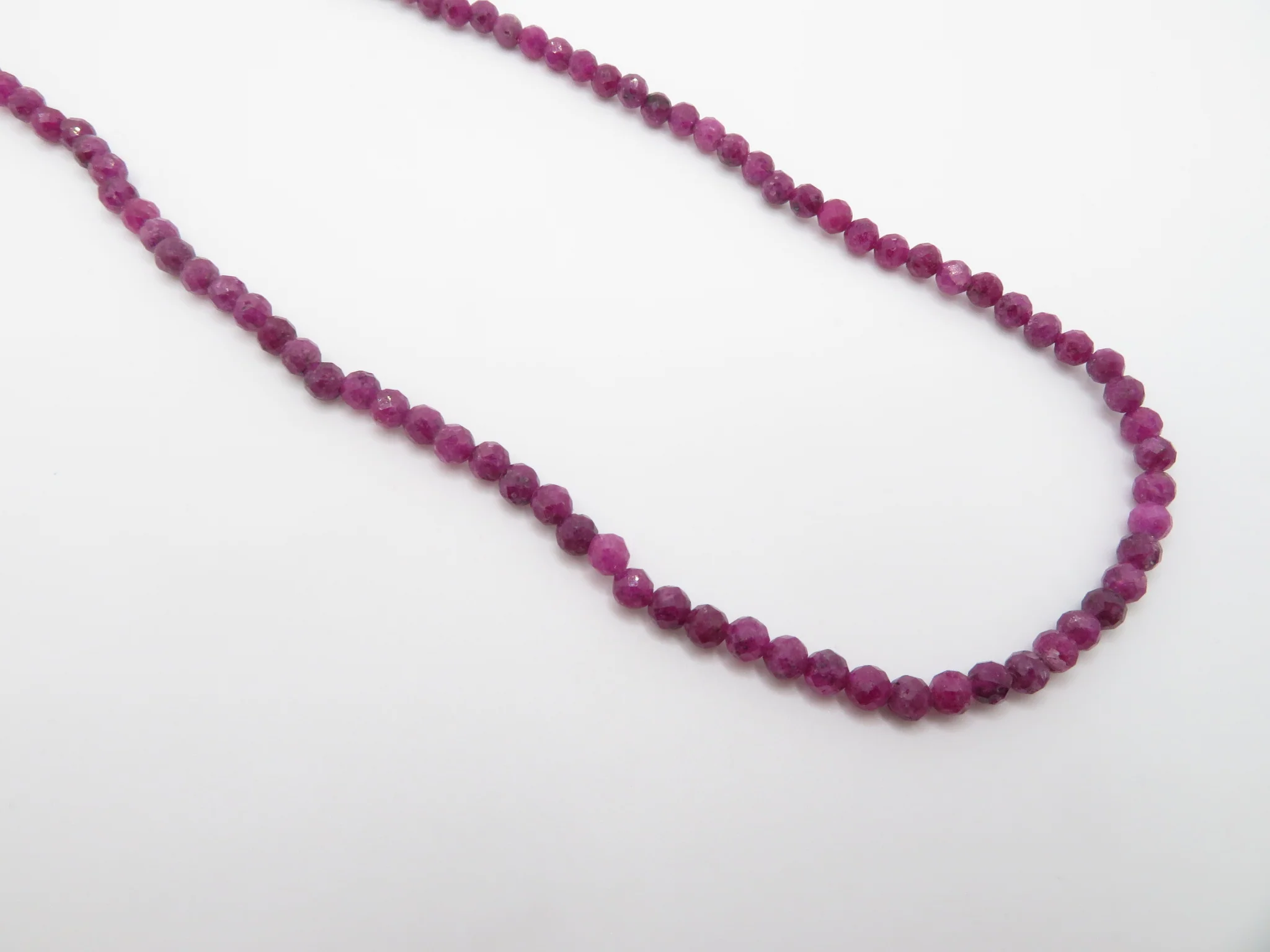 10k Genuine 4mm Ruby Bead Necklace - Image 5