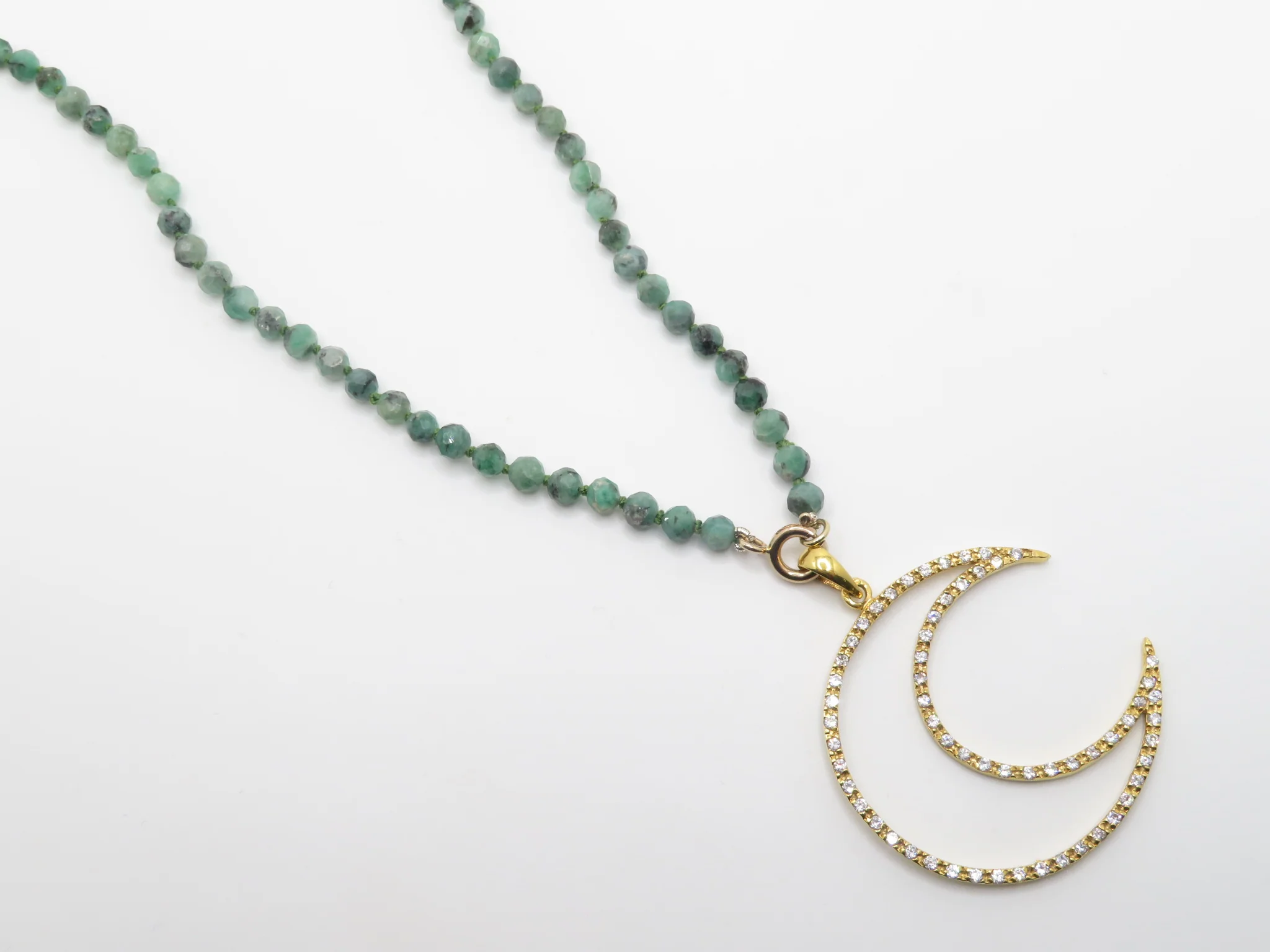 10k Genuine Emerald Bead Necklace - Image 8