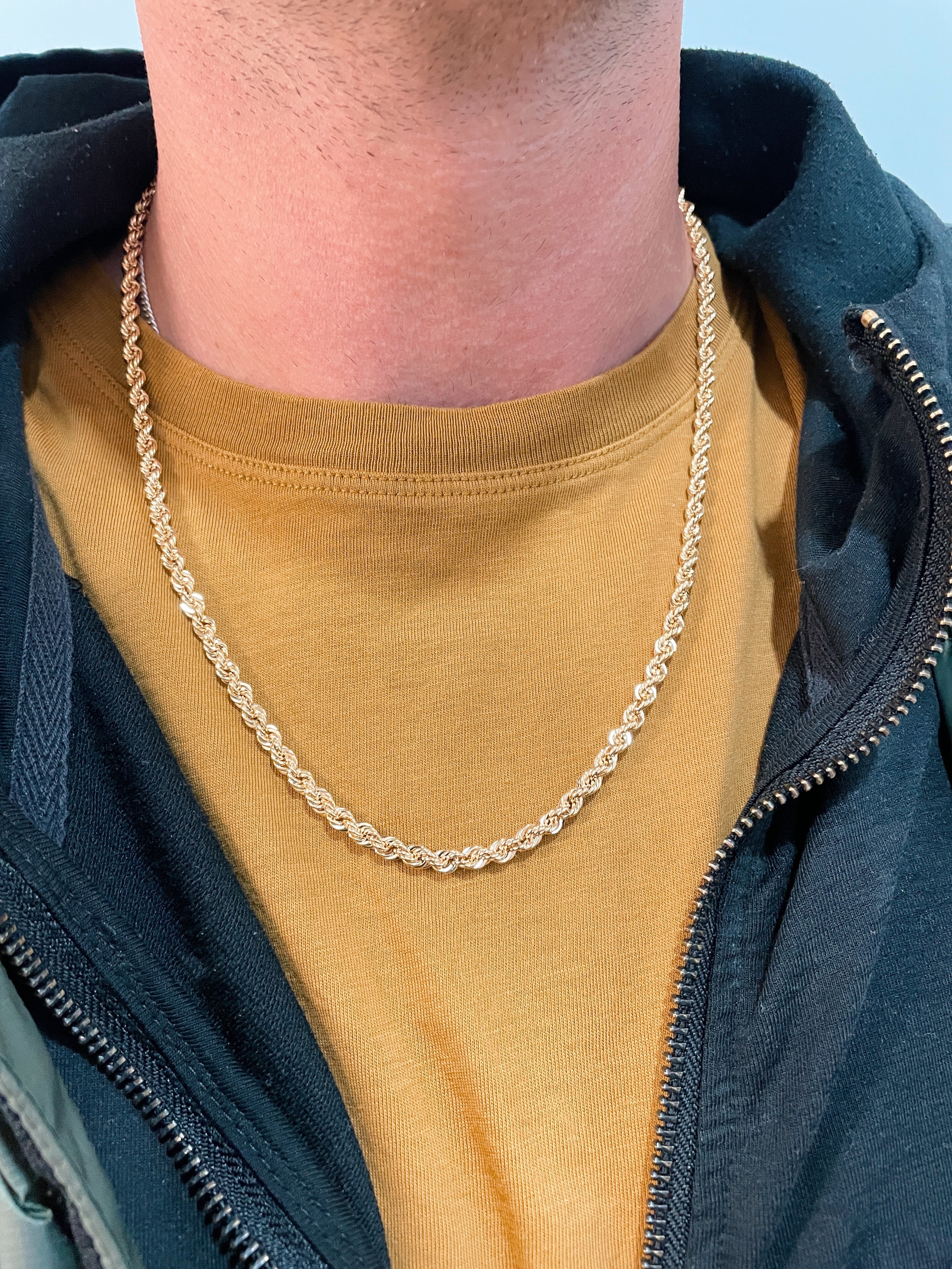 10k Yellow Gold Hollow Rope Chain - Image 2