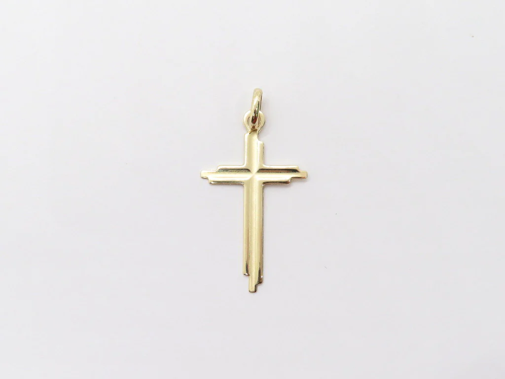 10k Yellow Gold Linear Cross - Image 3