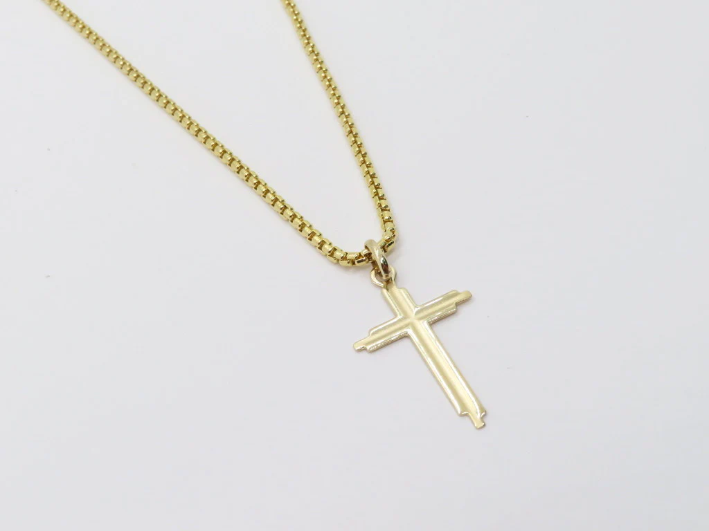 10k Yellow Gold Linear Cross - Image 4