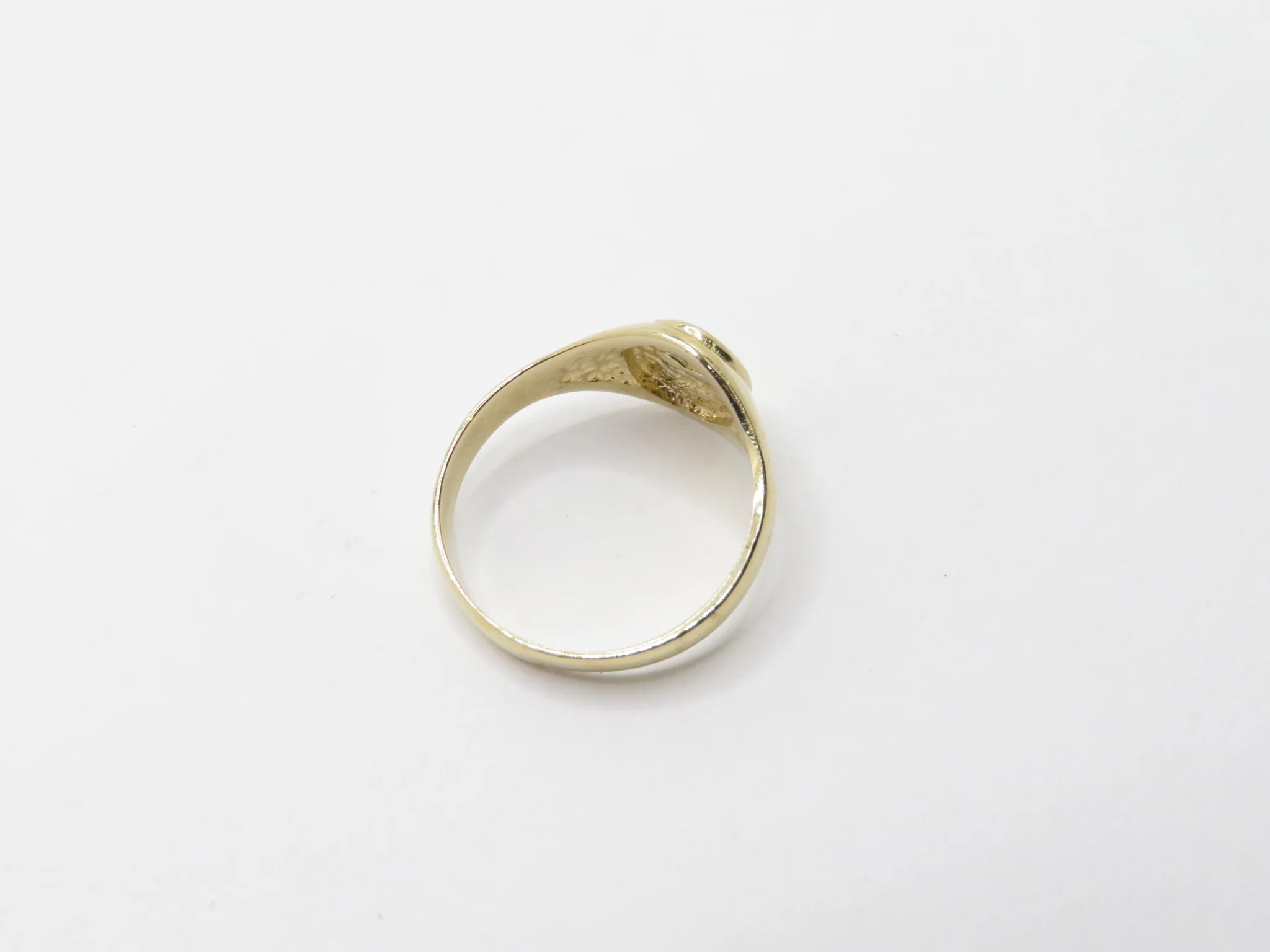 10k Yellow Gold Mini Oval Matte Signet Ring - Image 3