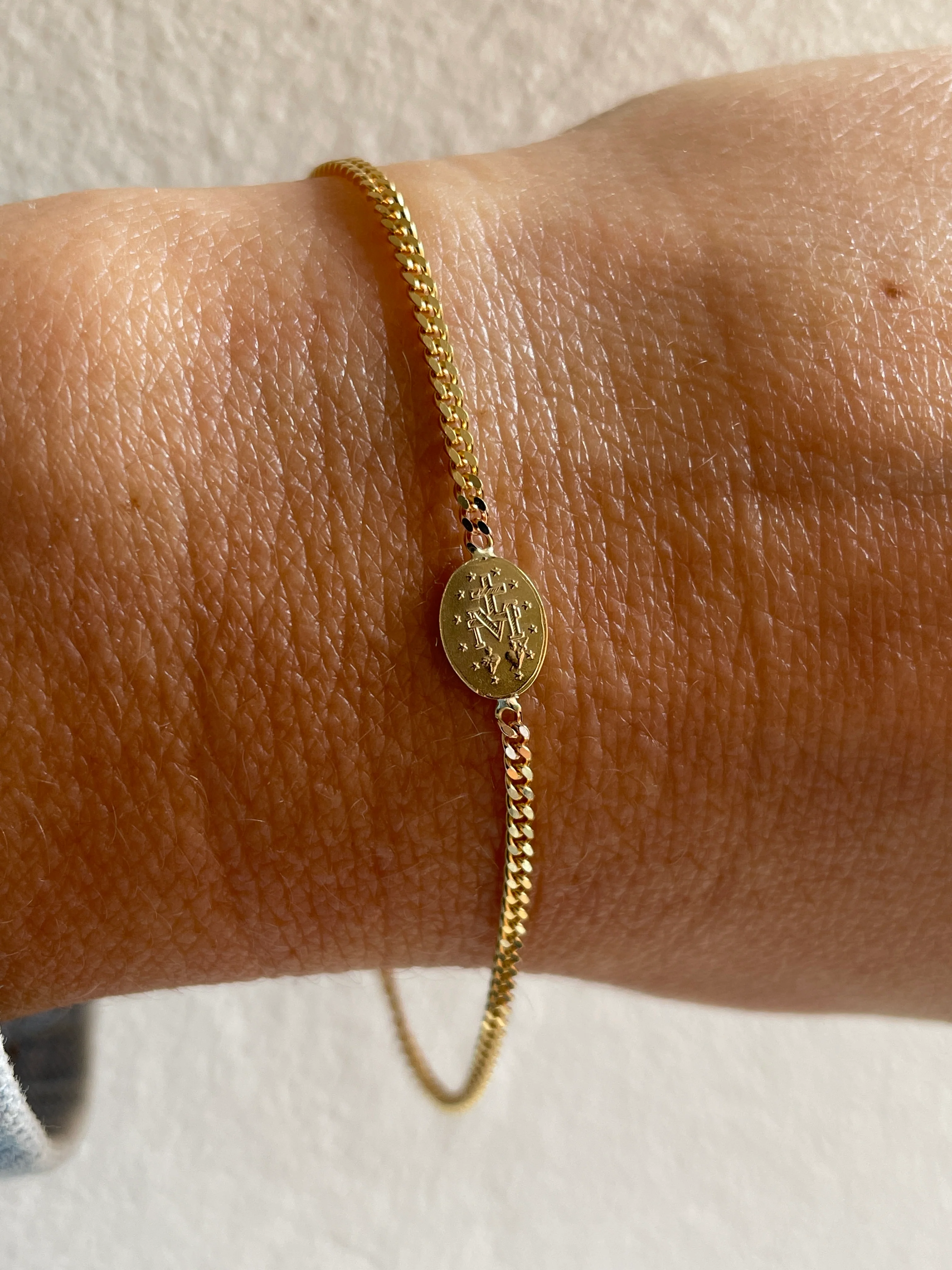 10k Yellow Gold Our Lady of Grace Bracelet - Image 5