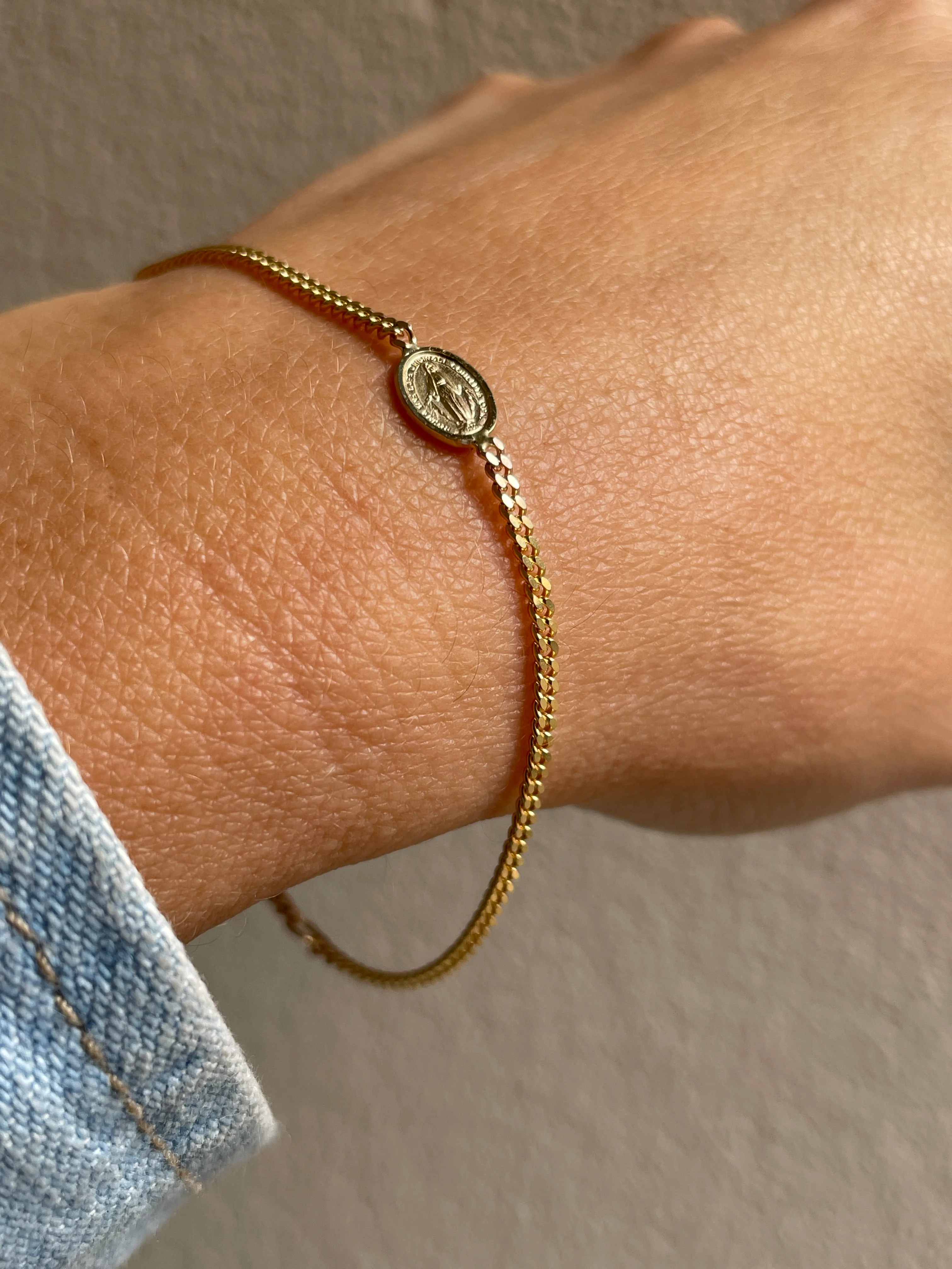 10k Yellow Gold Our Lady of Grace Bracelet - Image 7