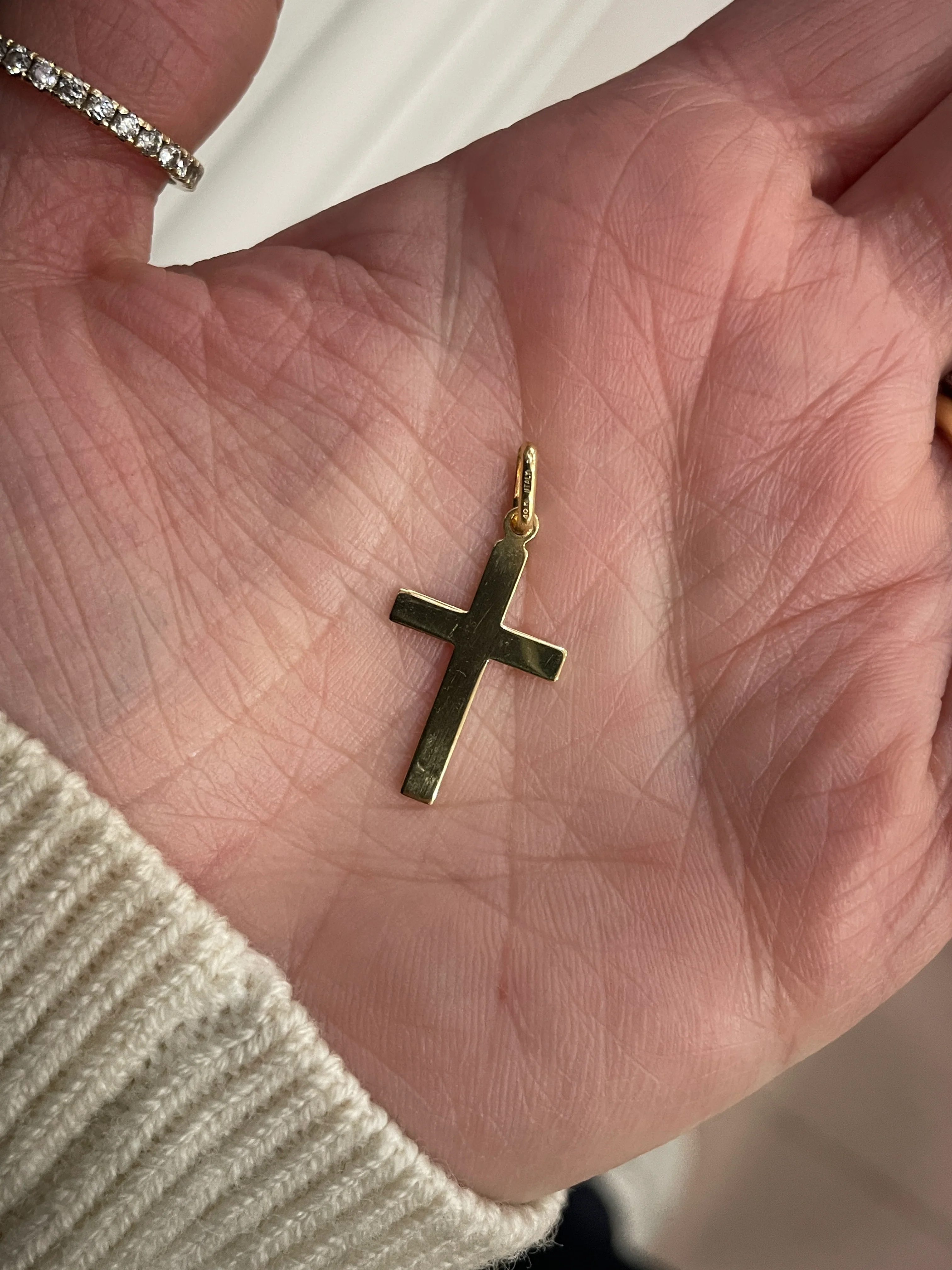 10k Yellow Gold Plain Flat Cross - Image 2