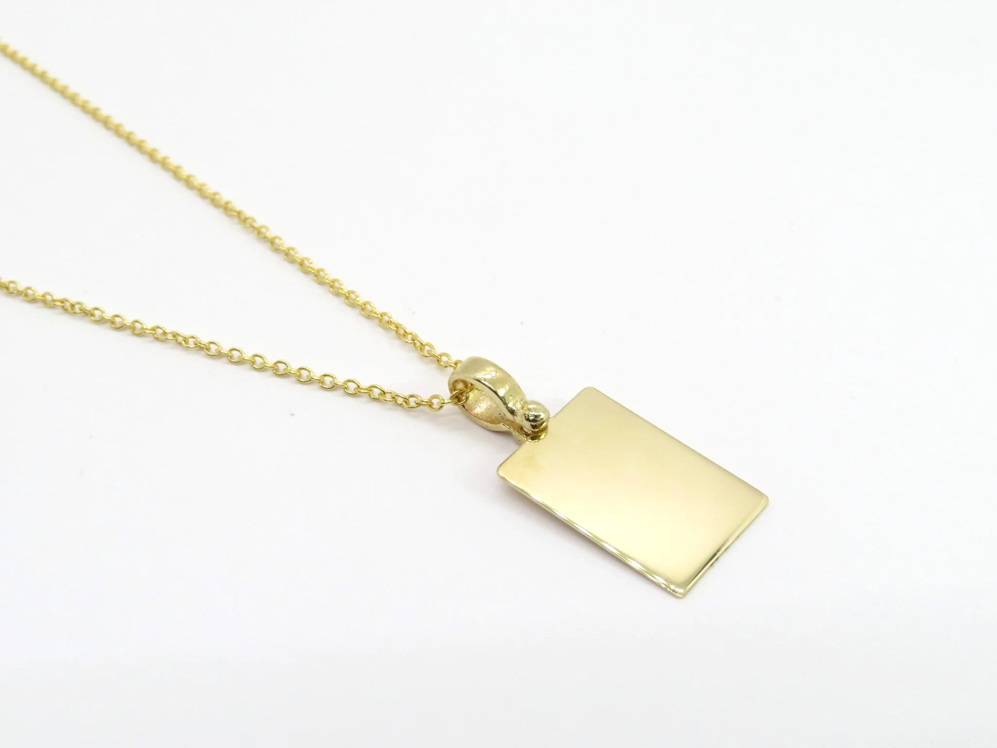 10k Yellow Gold Rectangular Tag Pendant - Image 3