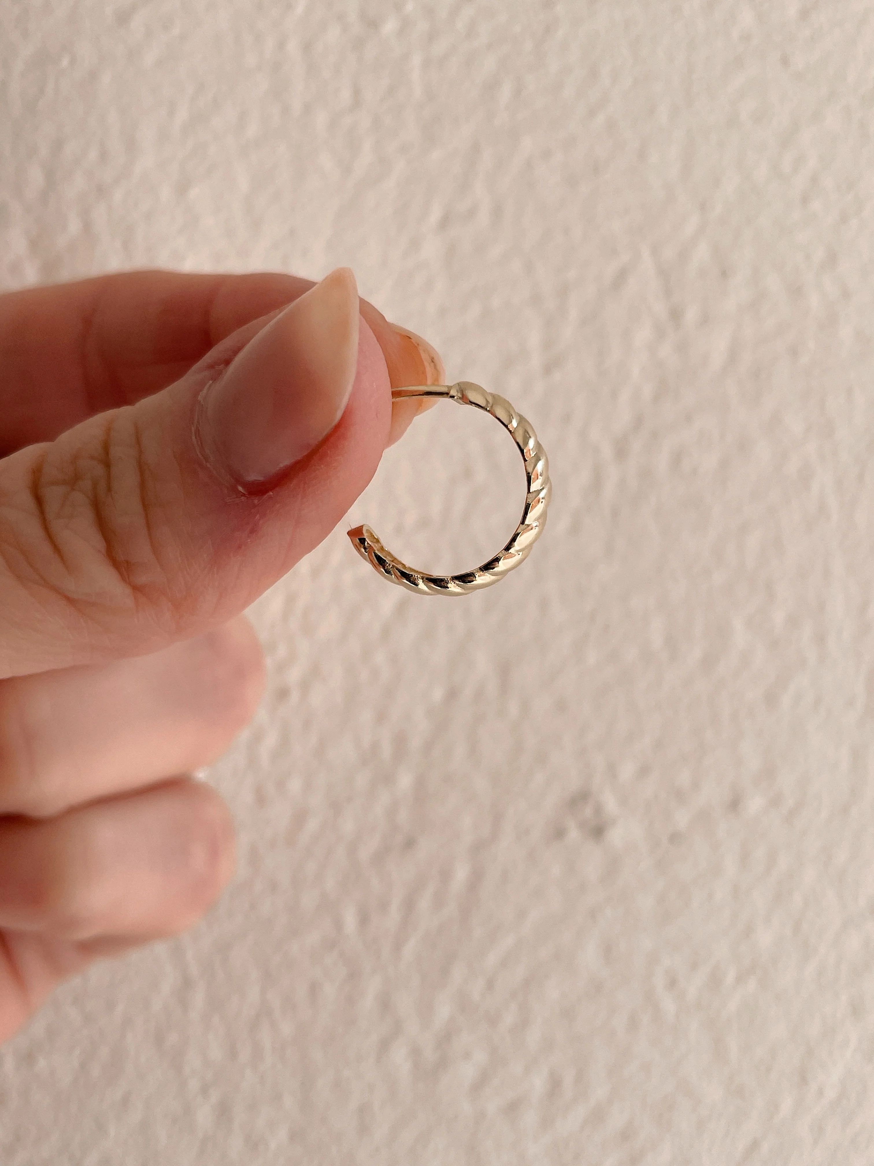 10k Yellow Gold Ripple Huggies - Image 9