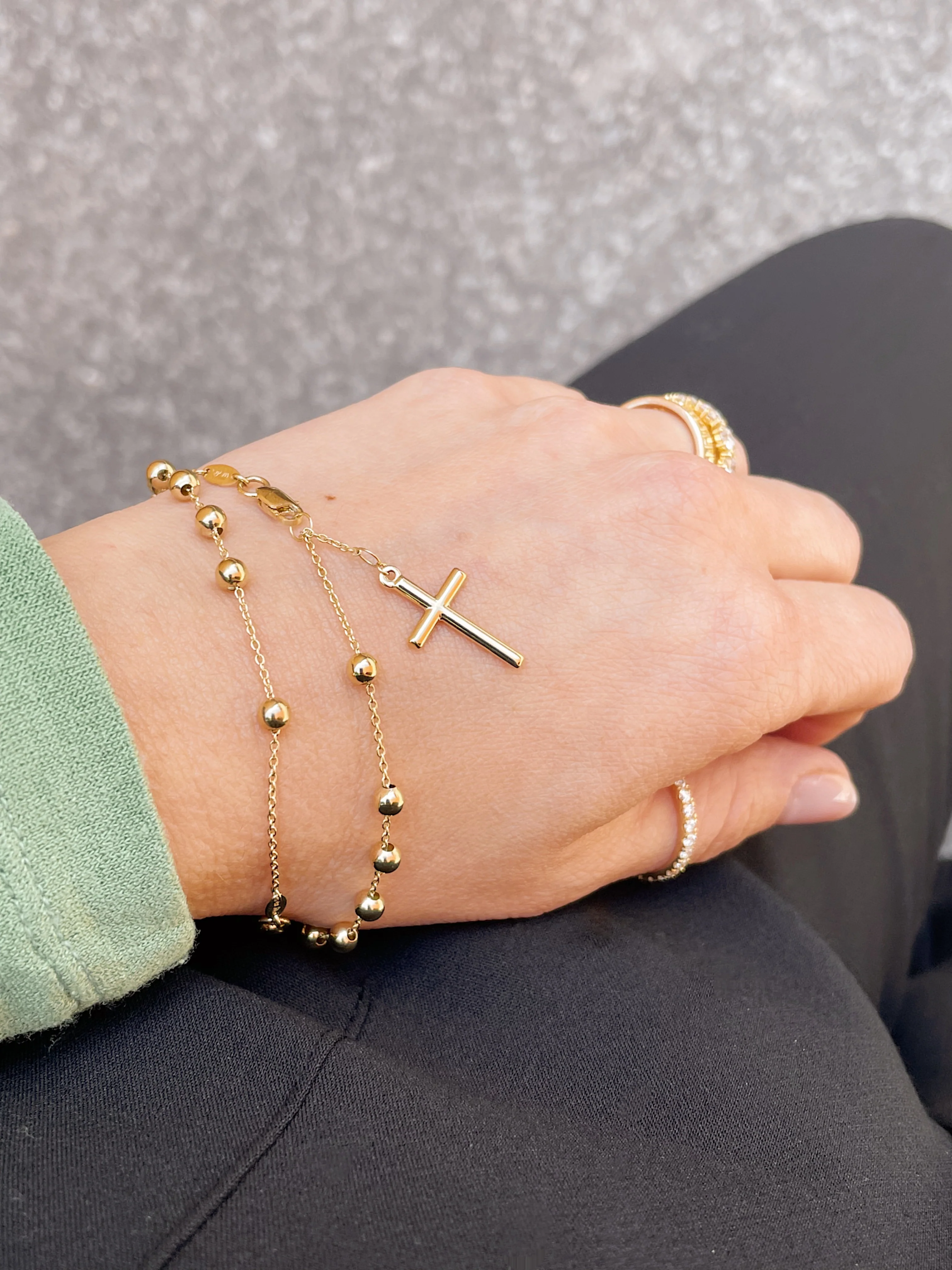 10k Yellow Gold Rosary Bracelet - Image 6
