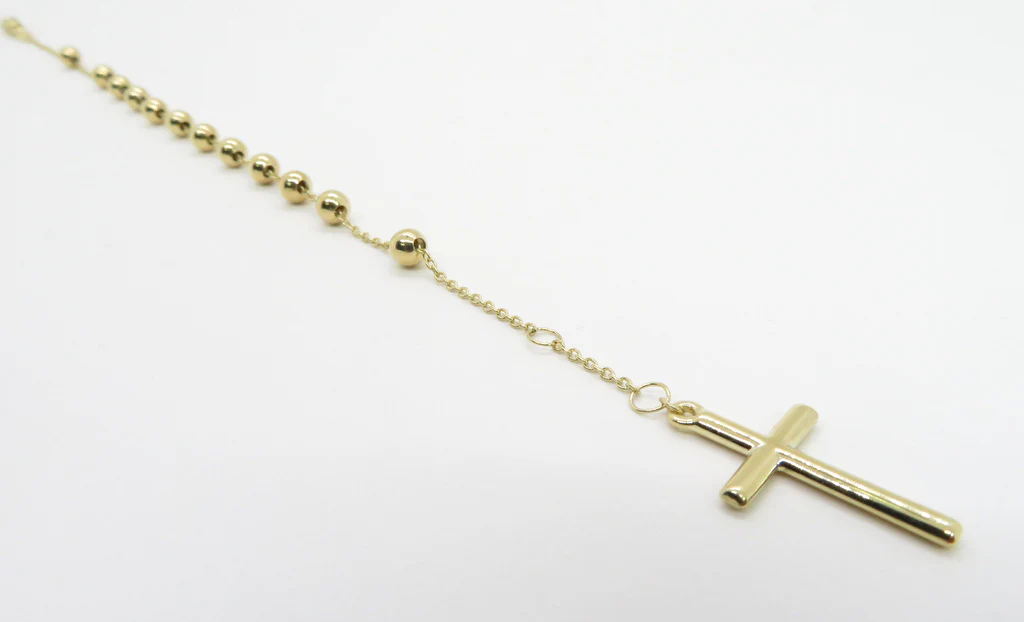10k Yellow Gold Rosary Bracelet - Image 7