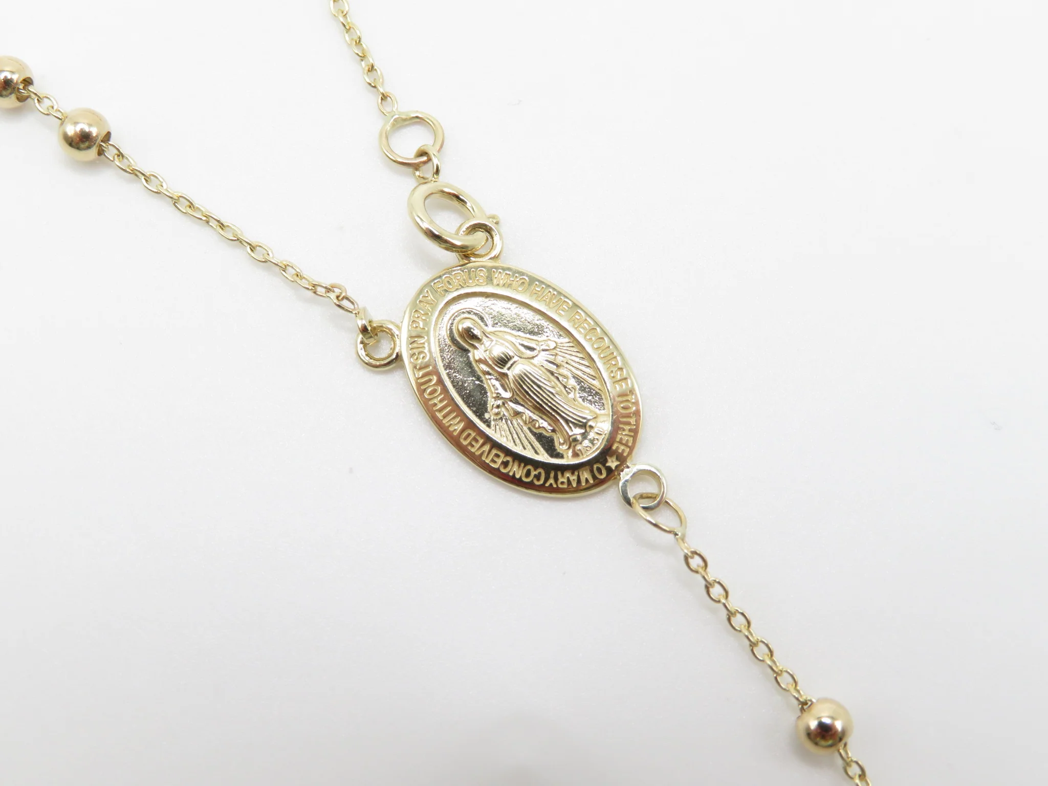 10k Yellow Gold Rosary Necklace - Image 3