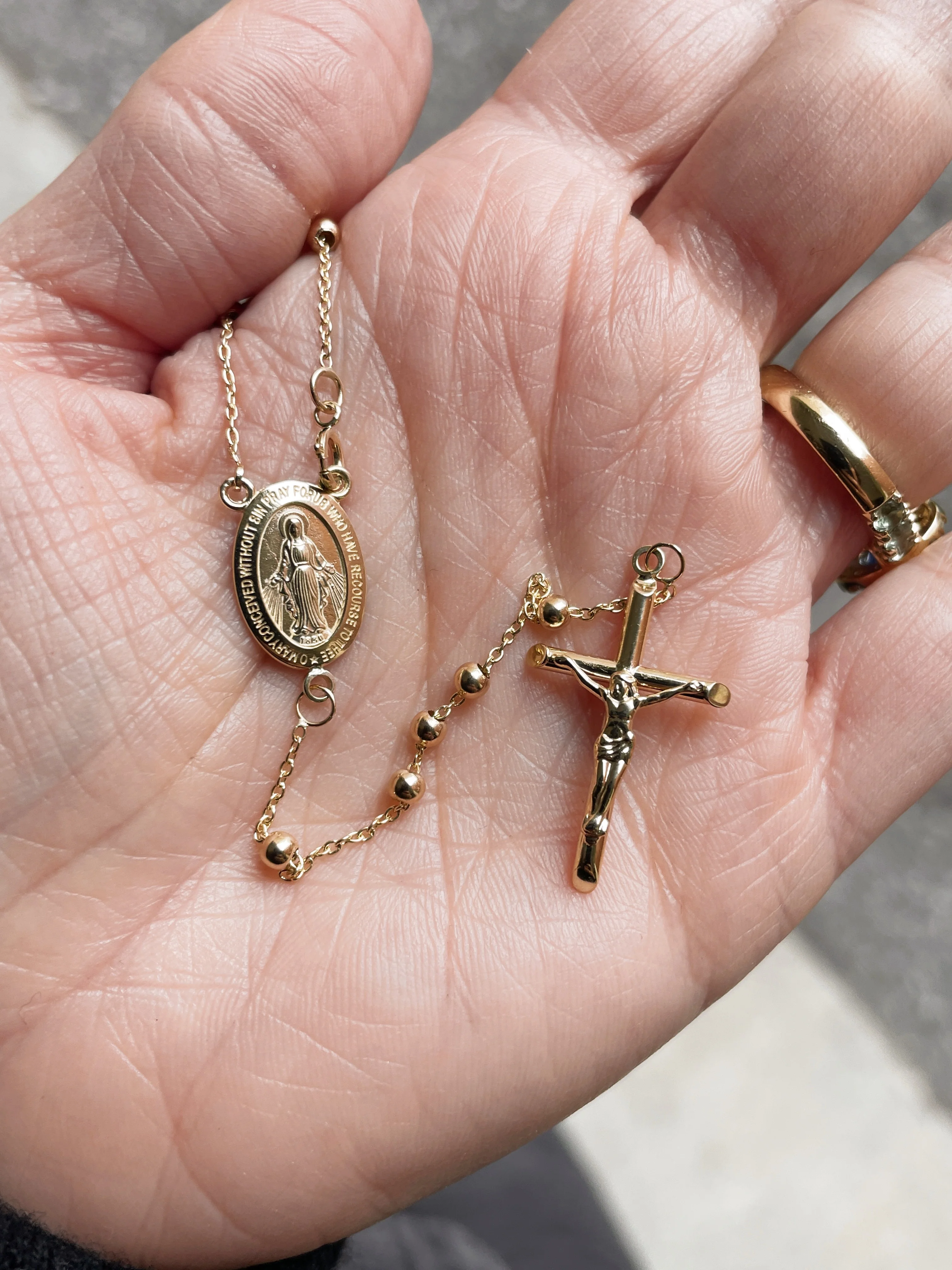 10k Yellow Gold Rosary Necklace - Image 4