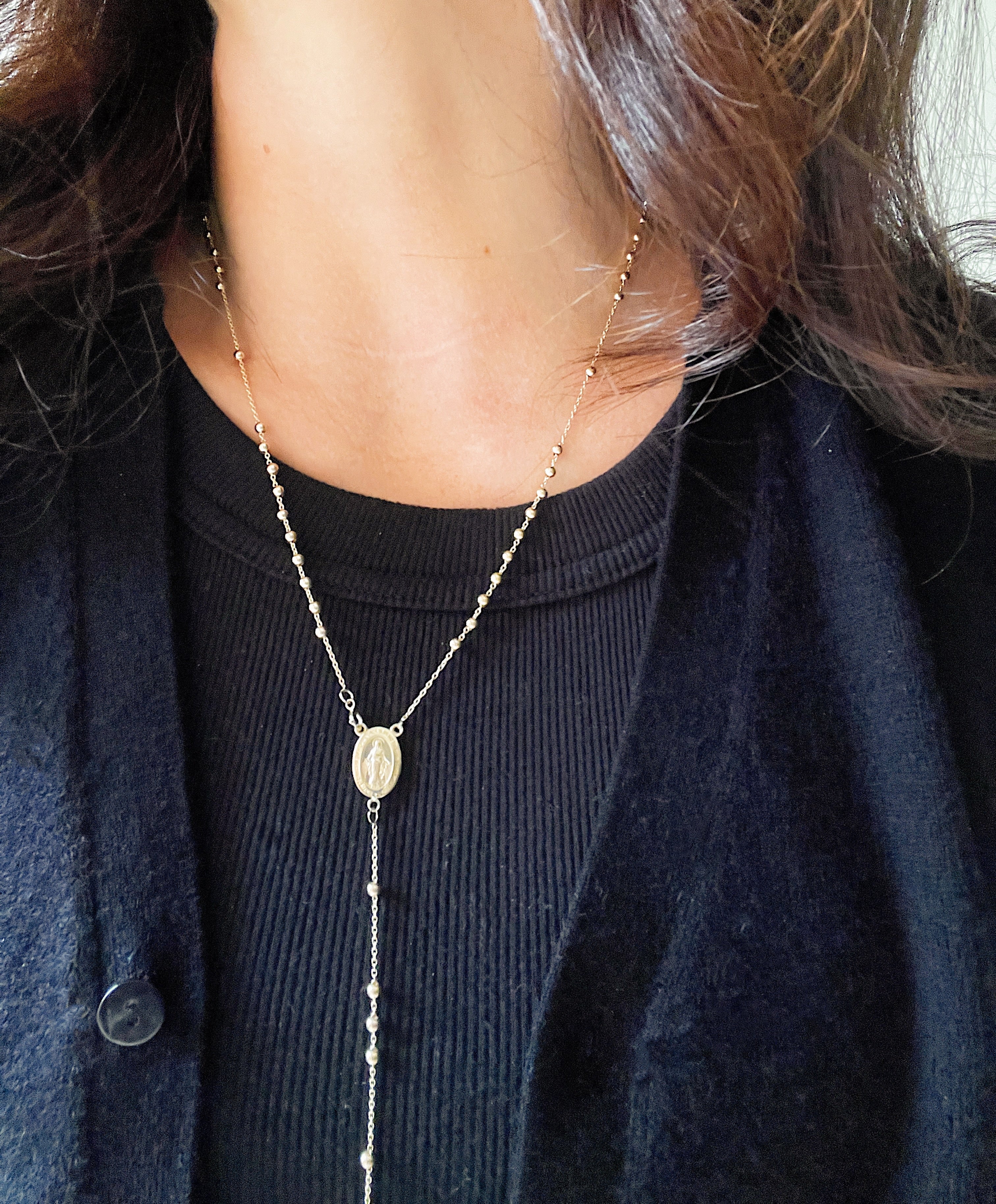 10k Yellow Gold Rosary Necklace - Image 8