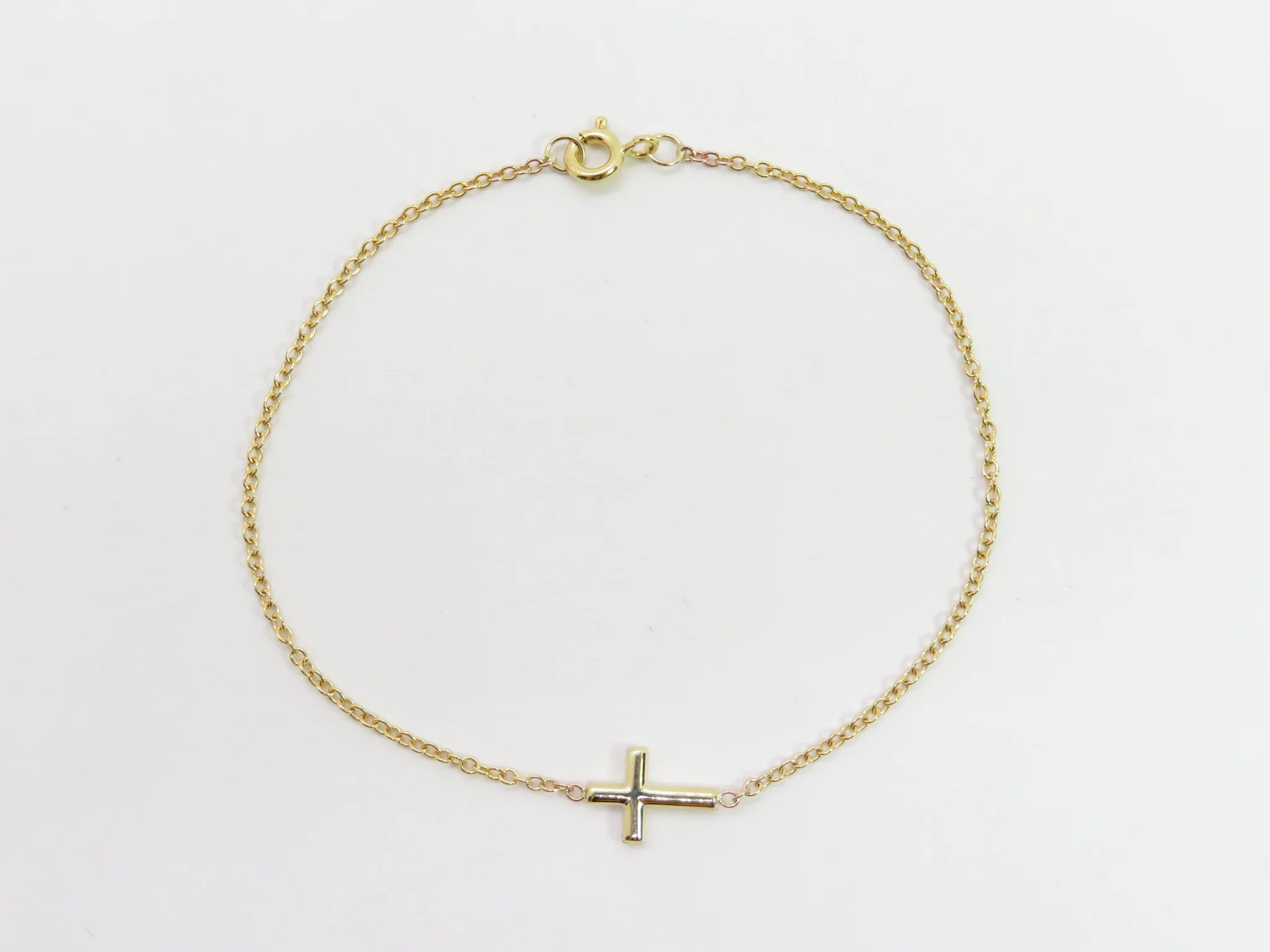 10k Yellow Gold Sideways Cross Bracelet