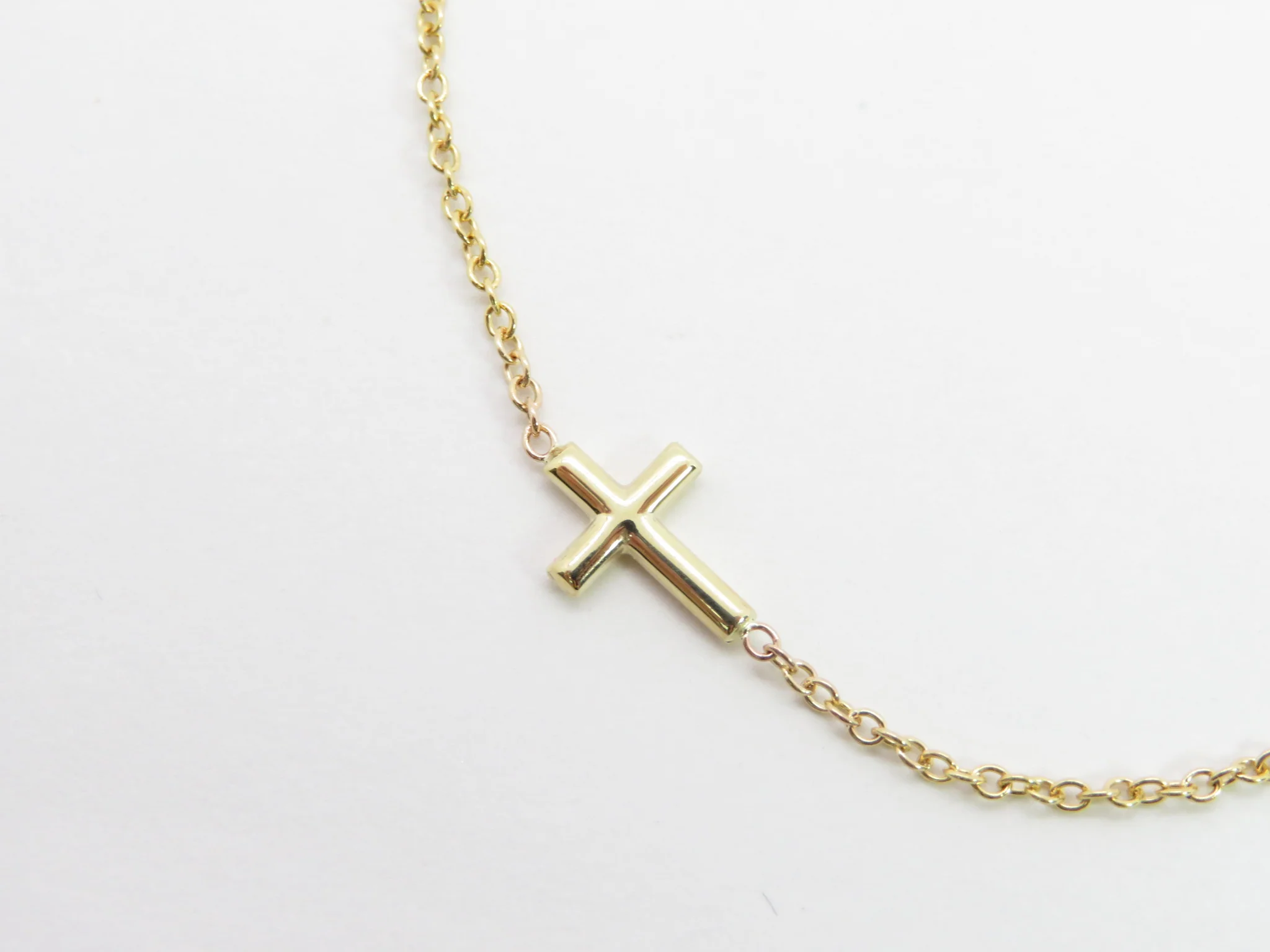 10k Yellow Gold Sideways Cross Bracelet - Image 3