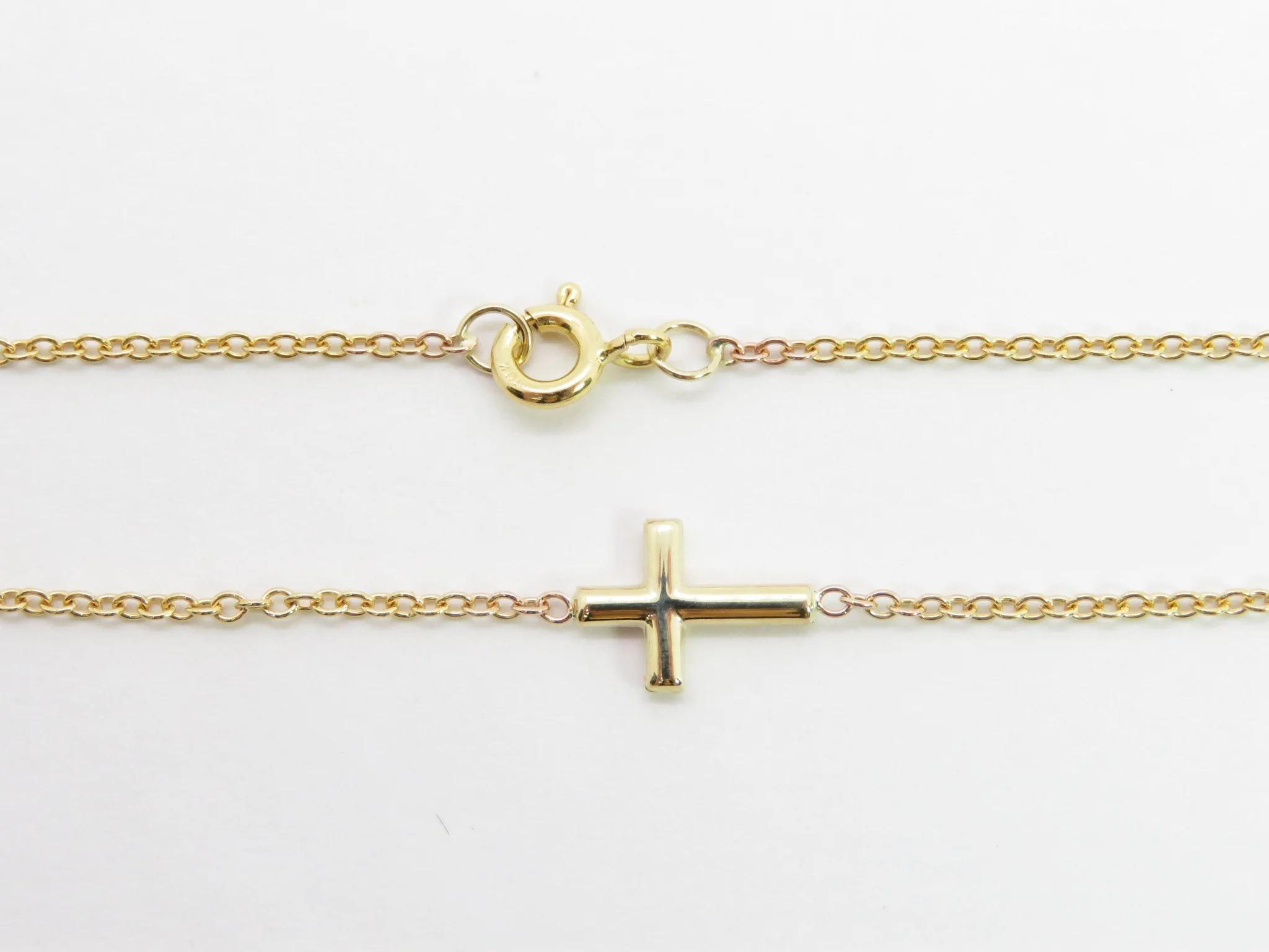 10k Yellow Gold Sideways Cross Bracelet - Image 5
