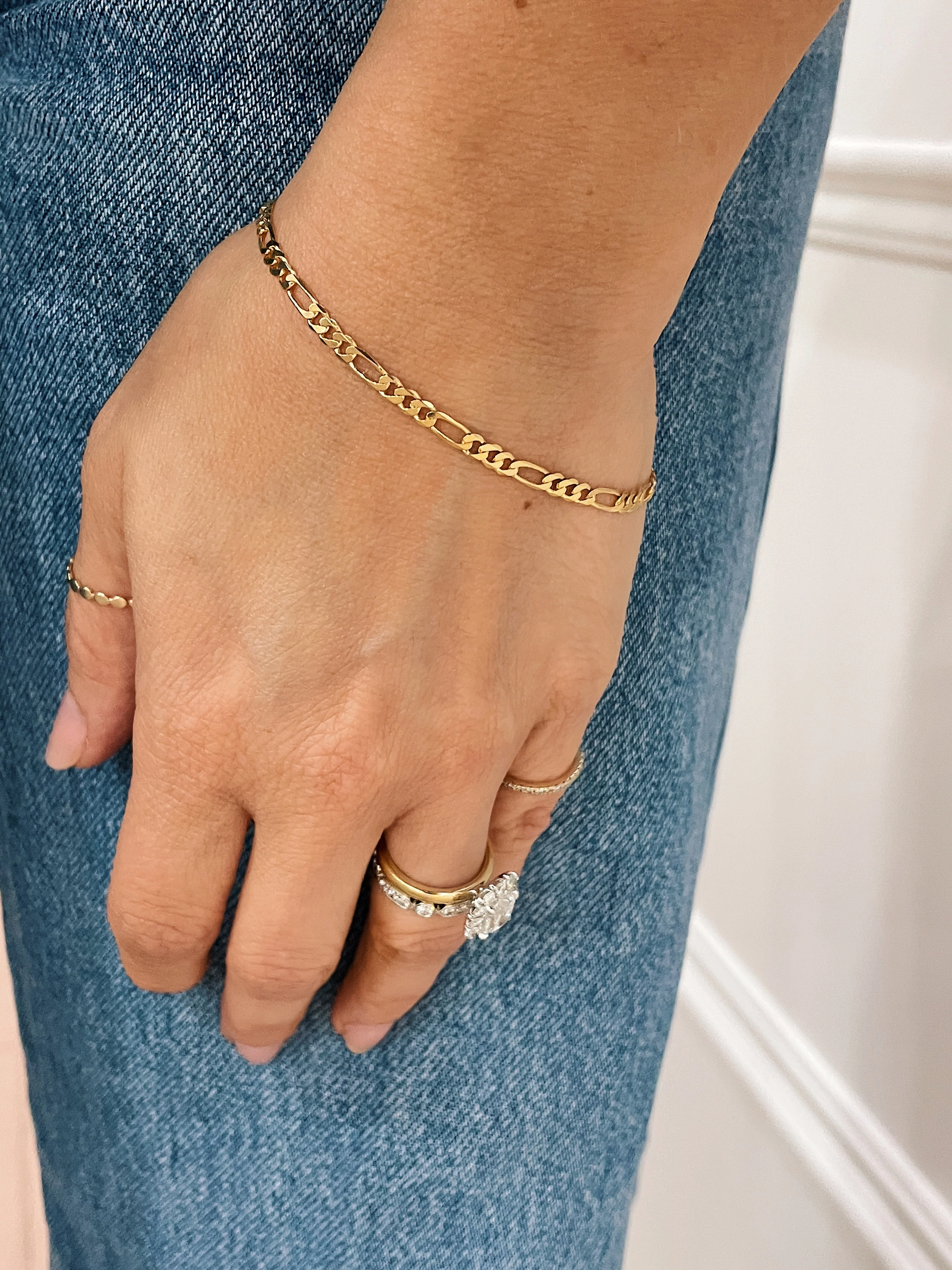 10k Yellow Gold Figaro 7" Bracelet - Image 2