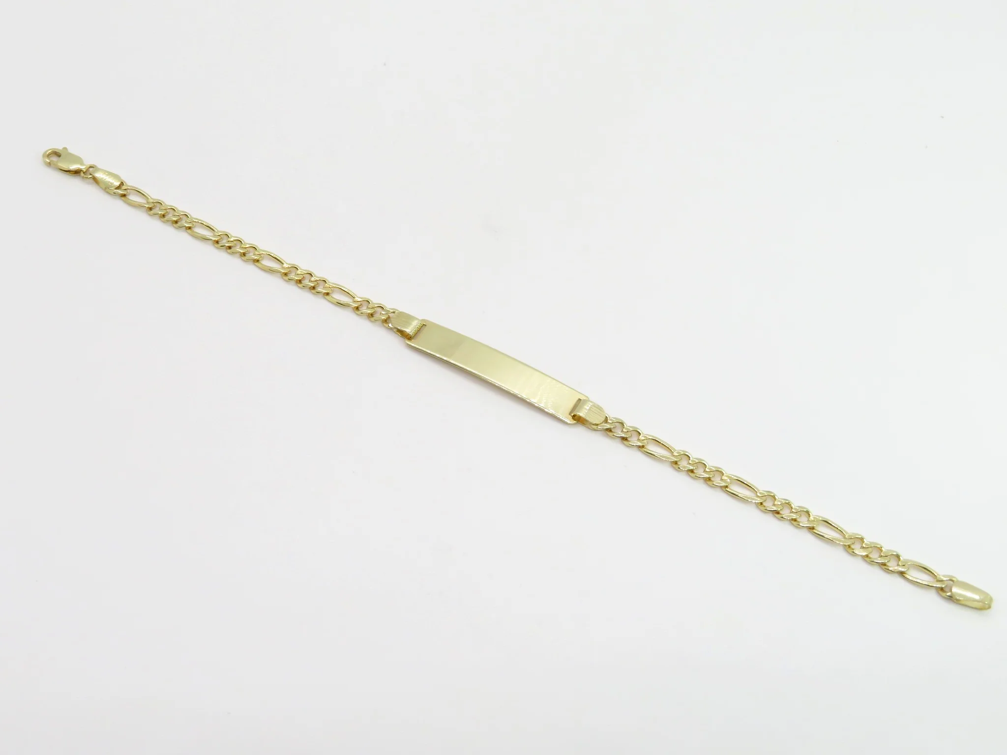 10k Yellow Gold Figaro ID Bracelet - Image 3