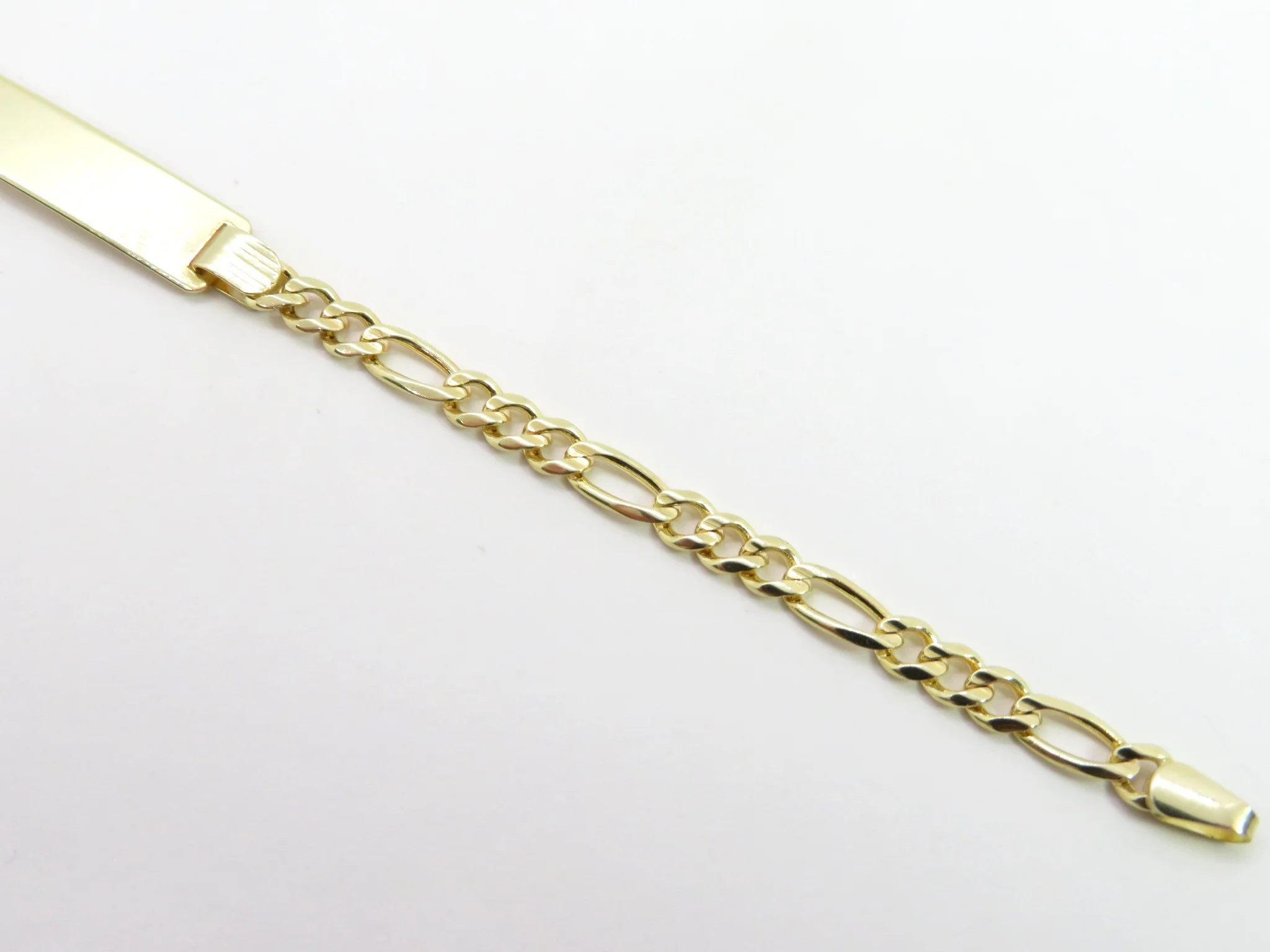 10k Yellow Gold Figaro ID Bracelet - Image 5