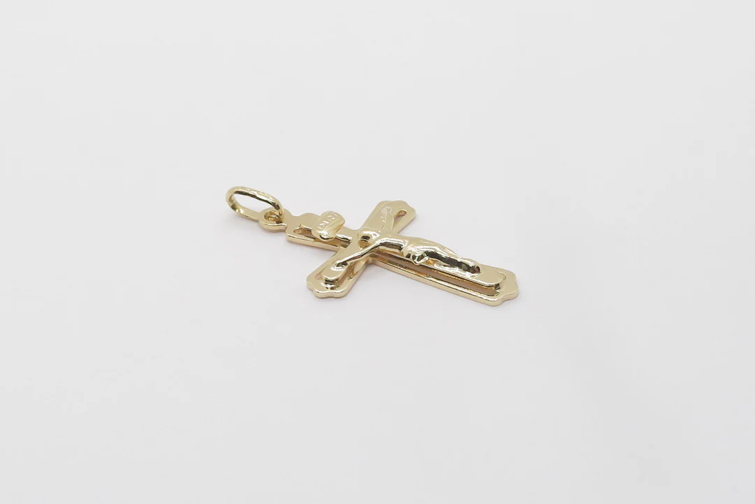 10k Yellow Gold Raised Cross Pendant - Image 3