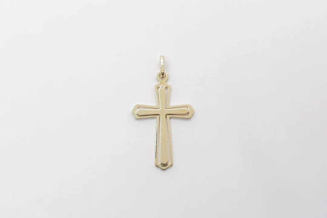 10k Yellow Gold Raised Cross Pendant - Image 6