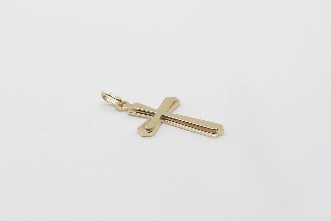 10k Yellow Gold Raised Cross Pendant - Image 8