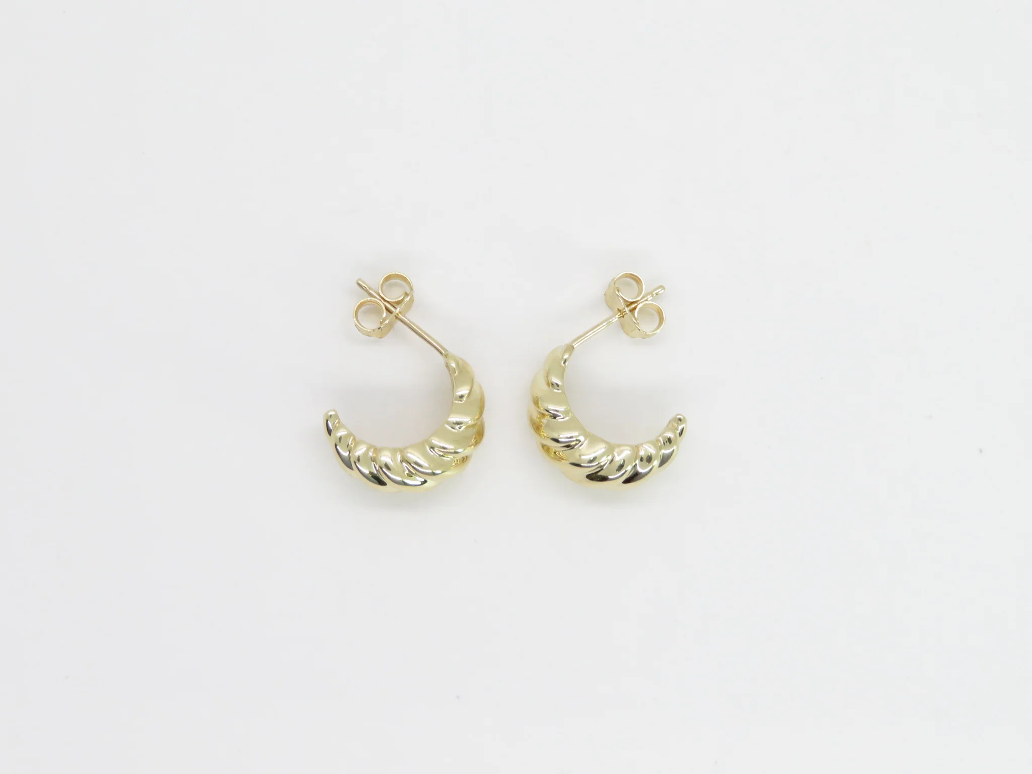 10k Yellow Gold Croissant Earrings - Image 3