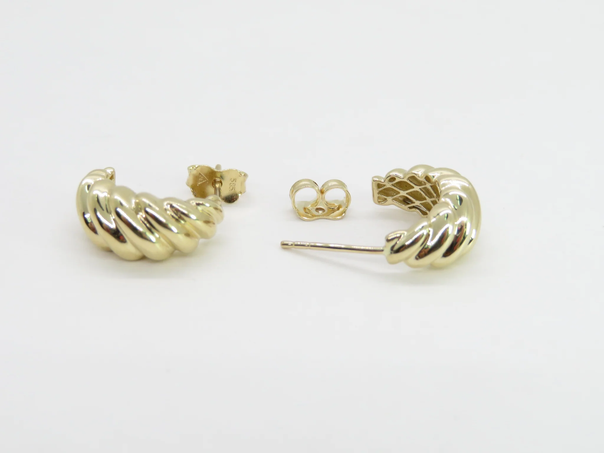 10k Yellow Gold Croissant Earrings - Image 5