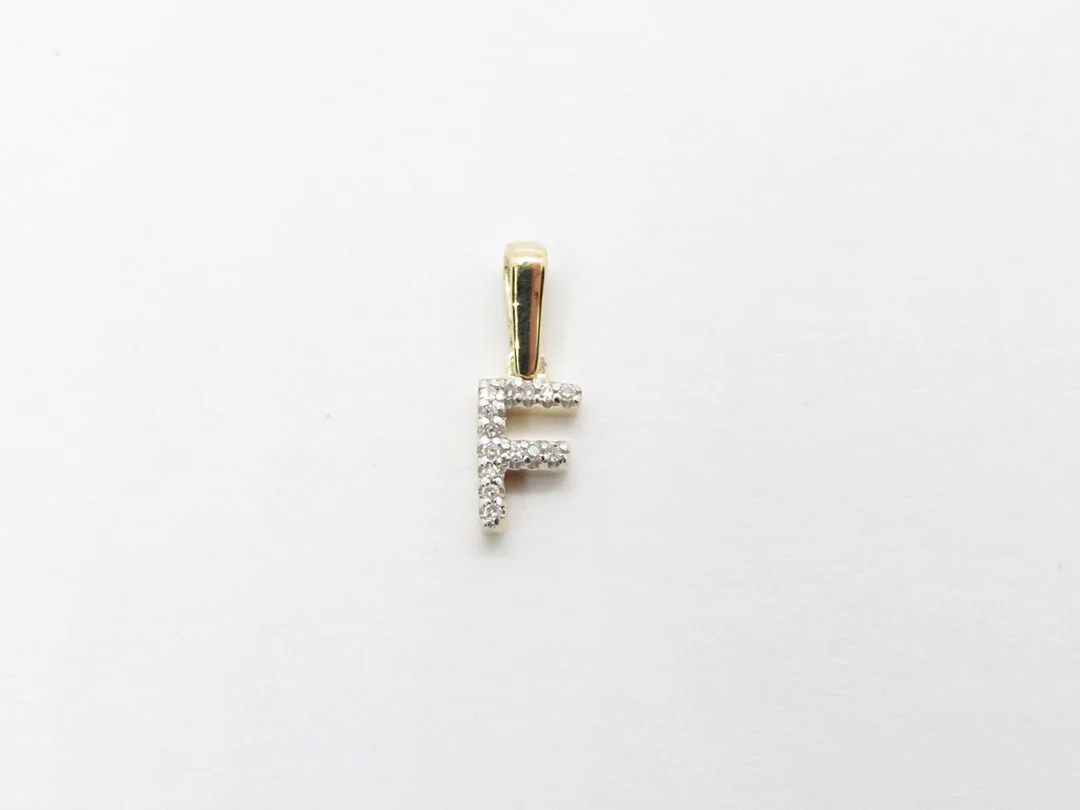 10k Yellow Gold Diamond Initial Pendant - Image 10