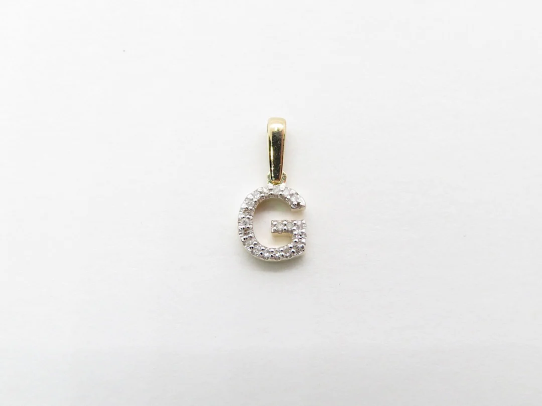 10k Yellow Gold Diamond Initial Pendant - Image 11