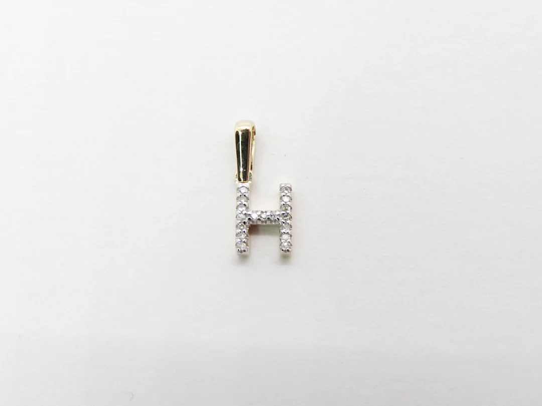 10k Yellow Gold Diamond Initial Pendant - Image 12