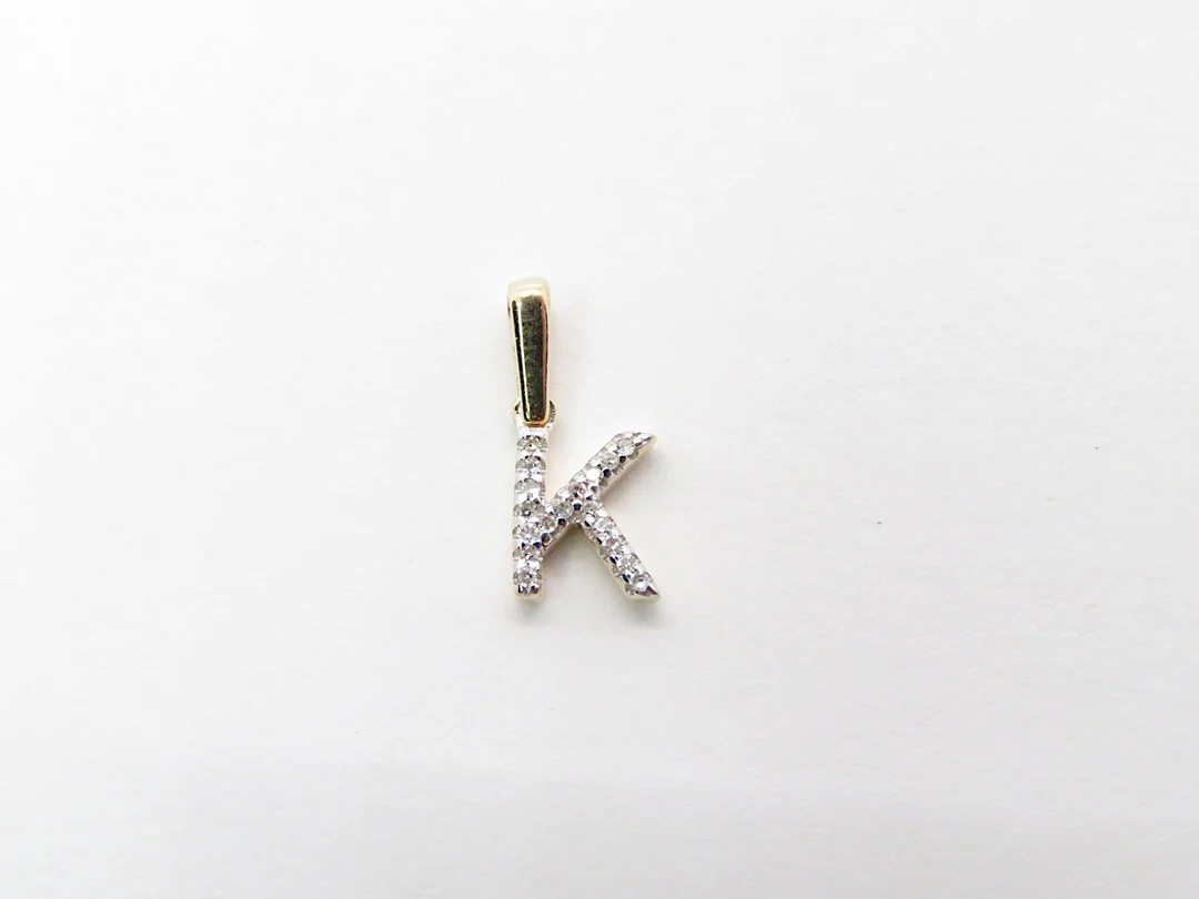 10k Yellow Gold Diamond Initial Pendant - Image 18