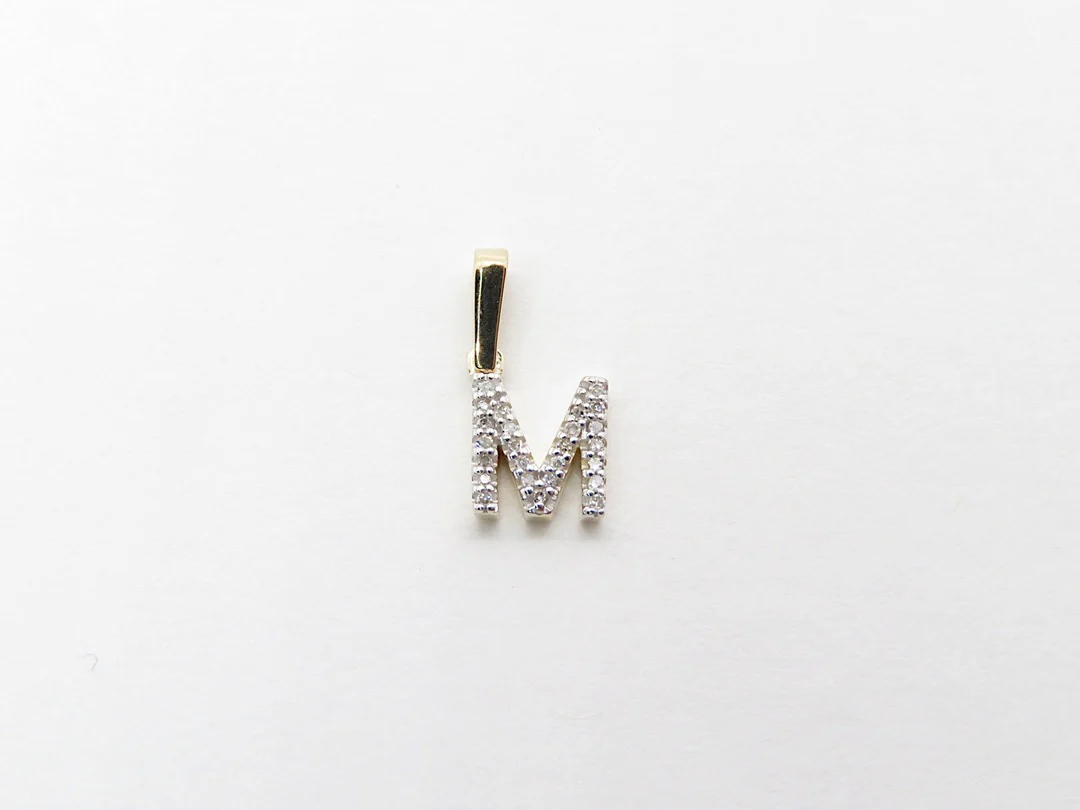 10k Yellow Gold Diamond Initial Pendant - Image 21